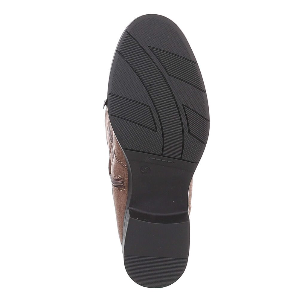 Ital-Design Damen Freizeit Stiefel (88577468) Blockabsatz Flache Stiefel in Hellbraun