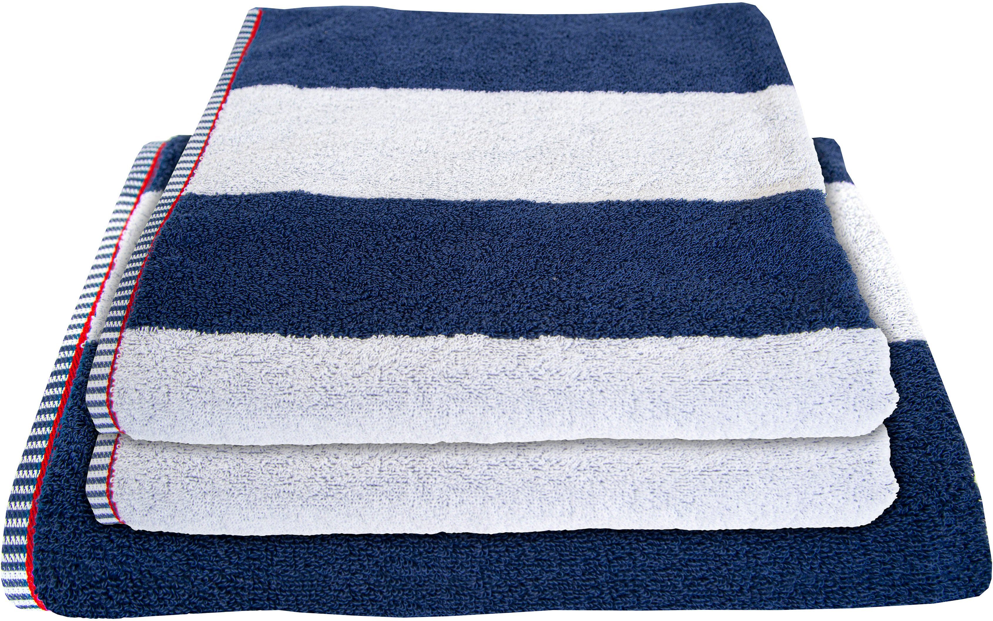 Dyckhoff Handtuch Set Maritim, Block Frottier, navy (Set, 3-tlg) Stripe