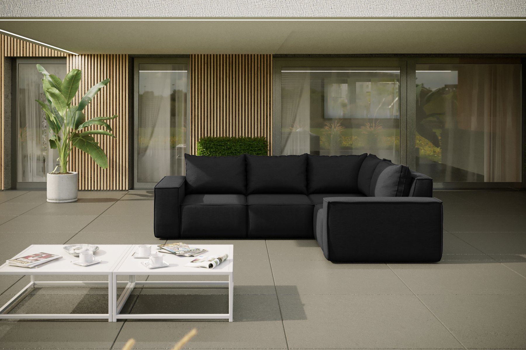 Friderik-EU Ecksofa GARTEN Couch Wasserdichtes Sofa Outdoor Gartenmöbel Terrasse