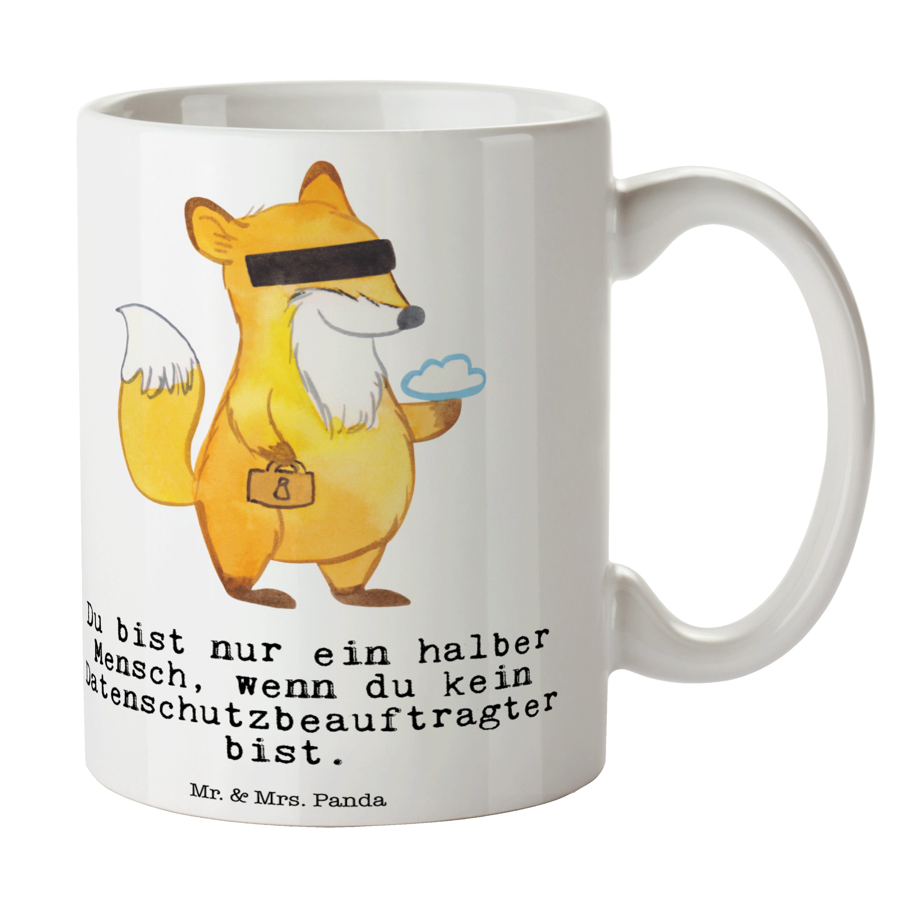 Kaffeeta, Mr. Geschenk, Datenschutzbeauftragter Kollege, Weiß - Panda & - Herz mit Keramik Tasse Mrs.