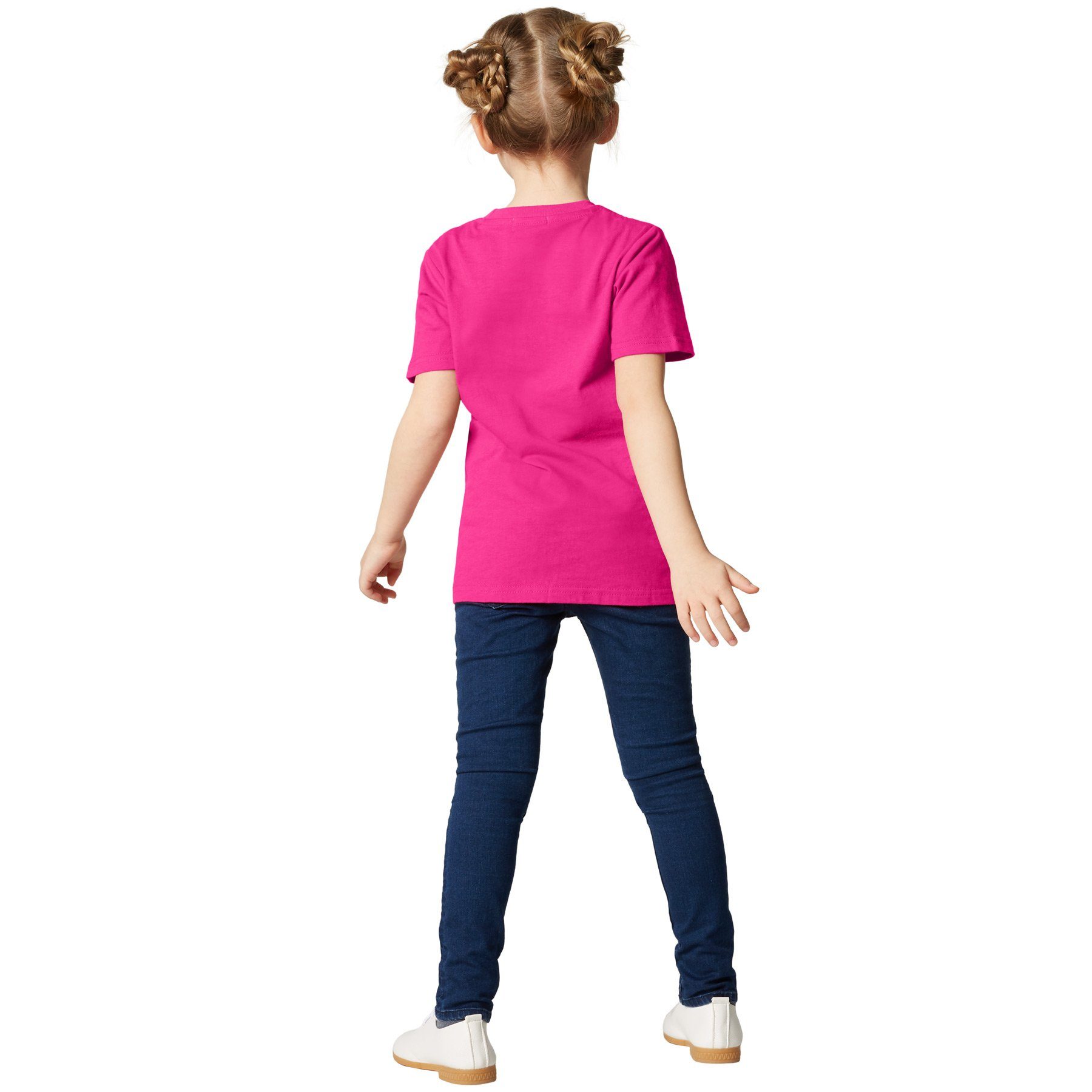 dressforfun T-Shirt Kurzarmtop, Für viele Outfits & Auftritte, Rundhals mit (Freizeitoberteil, Konfektionsgröße 140 (10-12 Jahre) in pink) Einfarbiges T-Shirt f – Bild 3 von 5