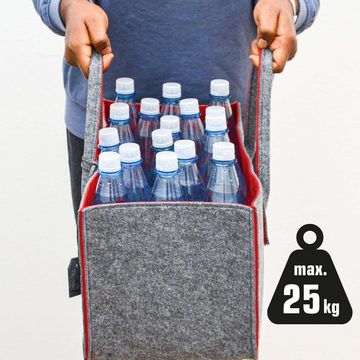 DuneDesign Einkaufskorb 2er Set Filztasche bis 25kg 50x25x25 Shopper Filz, Einkaufstasche Kaminholzkorb