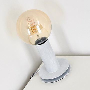 hofstein Tischleuchte »Alsium« Tischlampe aus Metall in Hellgrau, ohne Leuchtmittel, E27, Leuchte mit Textilkabel und An-/Ausschalter