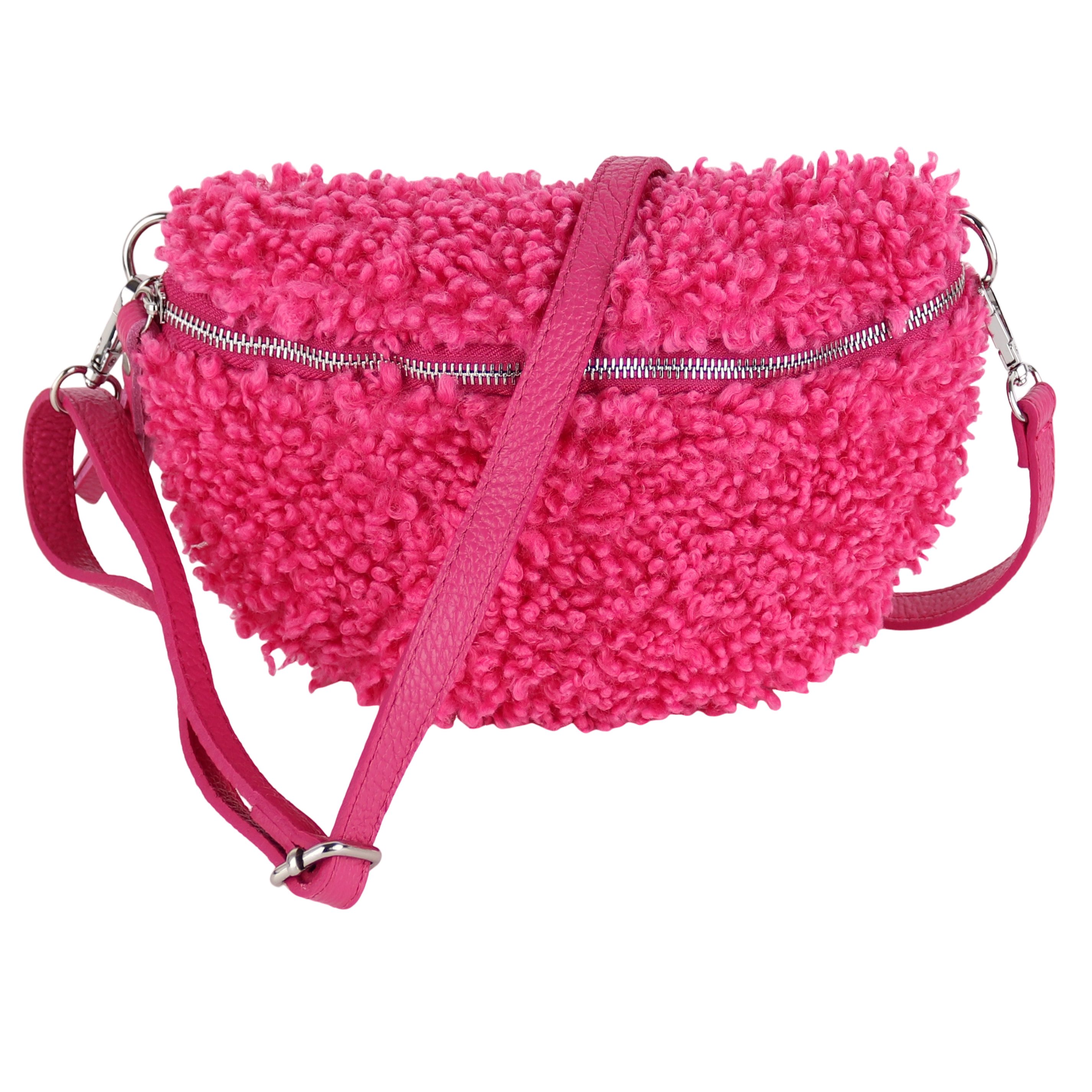 MIRROSI Bauchtasche Damen Brusttasche Plüsch, Teddyfell, Made in Italy (28x günstig online kaufen