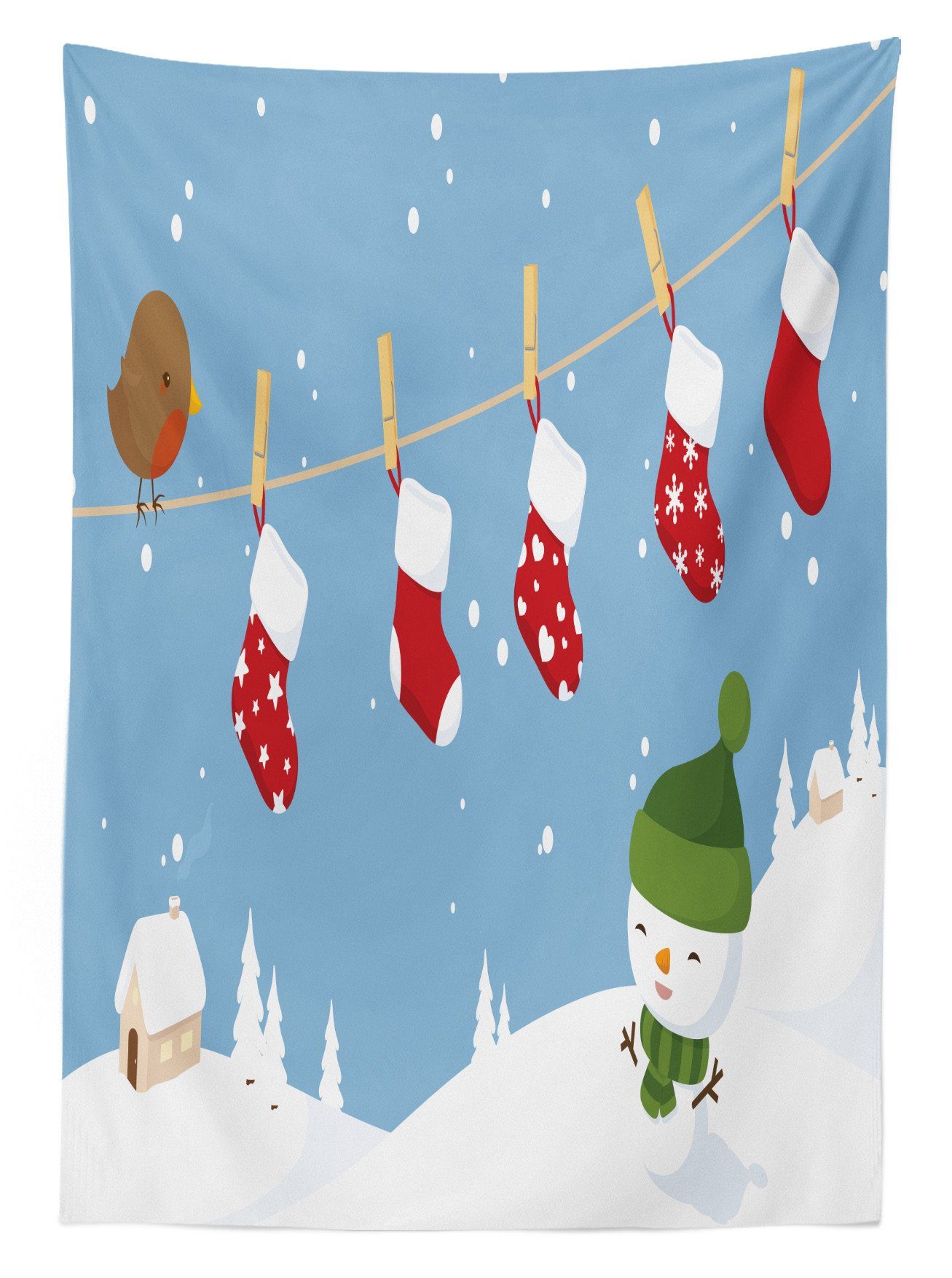 Weihnachten Socken Abakuhaus geeignet Bereich Klare Für den Farben, Waschbar Außen Hanging Farbfest Vogel Tischdecke