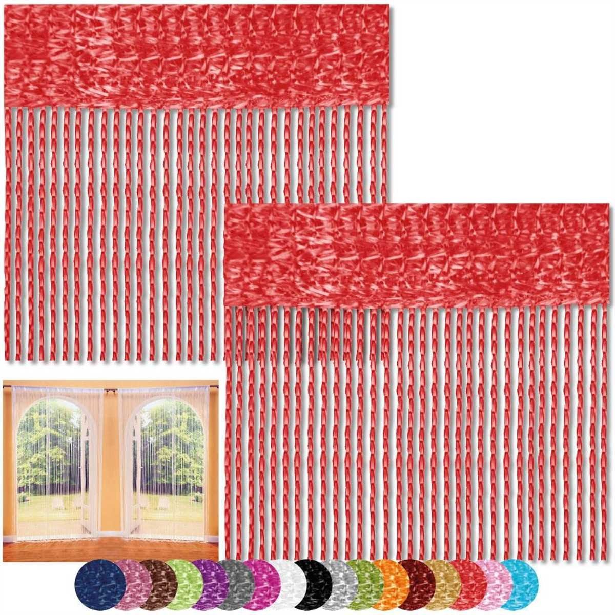 Fadengardinen Rot Stangendurchzug, und Fadenvorhang, Farben in halbtransparent, vers. Vorhang (2 mit Bestlivings, Größen St), Stangendurchzug