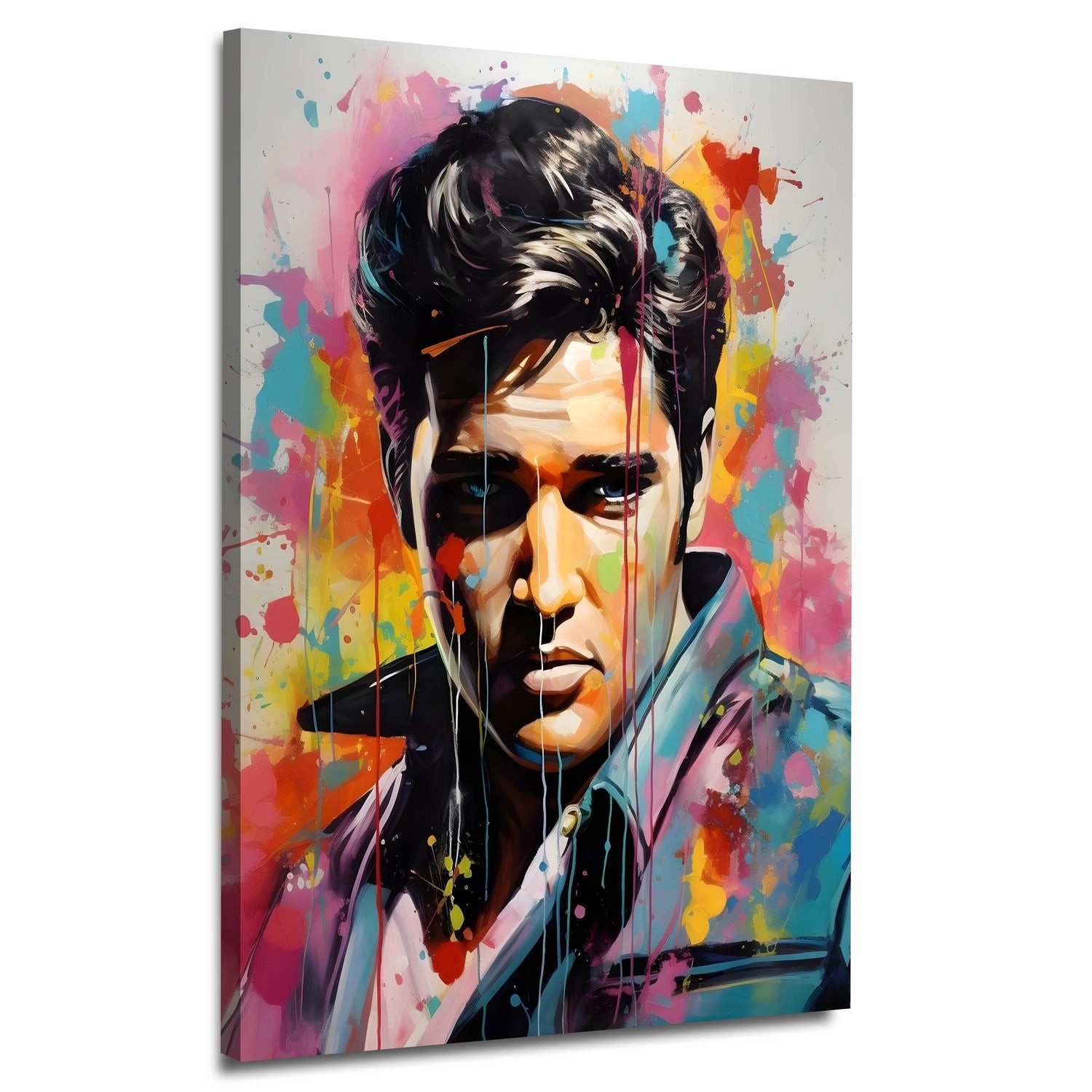 Artedinoi Leinwandbild Elvis Pop Art Style Musiker abstrakt Leinwandbild Wandbild Kunstdruck, Elvis Presley, abstraktes Porträt