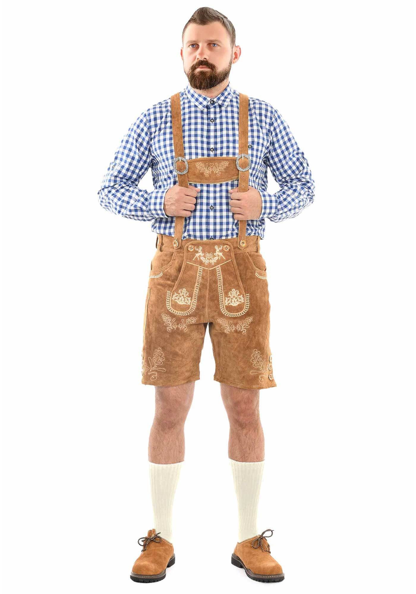 Alessandro Salvarini Trachtenlederhose ASFerdl Lederhose in Trachtenstil in kurzer Schnittform aus Echtleder