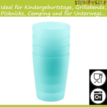 KiNDERWELT Kindergeschirr-Set KiNDERWELT Trinkbecher Set 4 x 250 ml aquamarin aus Kunststoff, Kunststoff