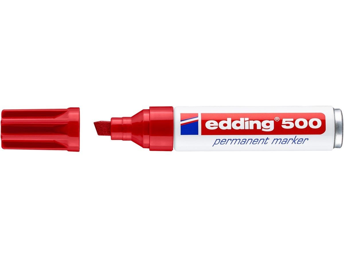 edding Permanentmarker Permanentmarker 500 mit Keilspitze in Rot, nachfüllbar