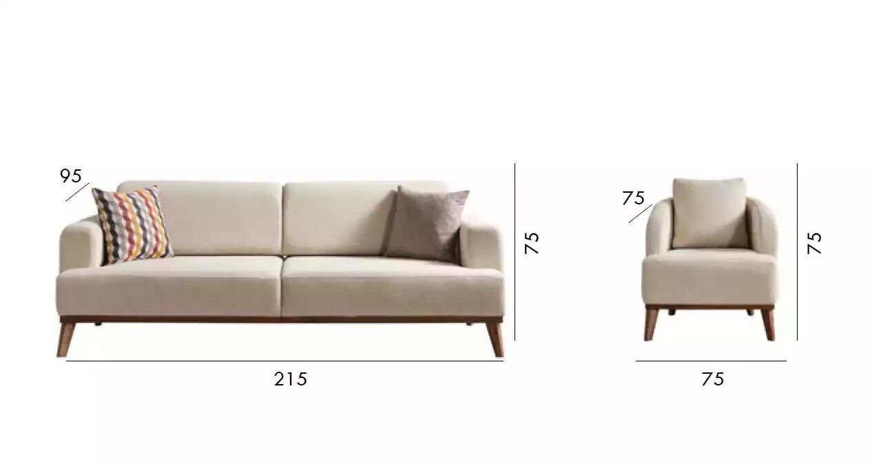 1x Italy 331 Made JVmoebel 3-Sitzer Möbel, (4-St., Gruppe Couchtisch), 2x Wohnzimmer-Set Set Sitzer in + 1x Sessel Sofagarnitur 4tlg + Sessel Sofa Beige