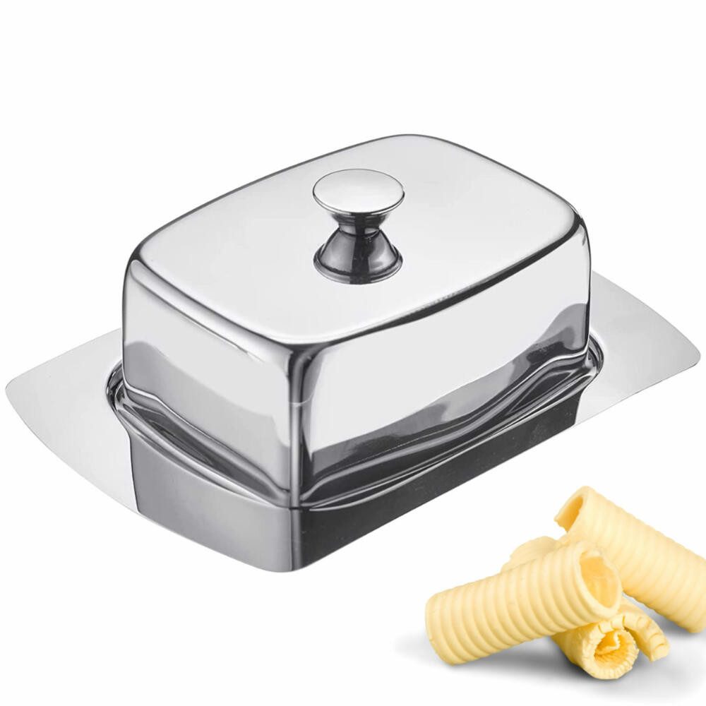 WESTMARK Butterdose dekorativ, Länge: 19 cm, Rostfreier Edelstahl, Edelstahl 18/8, rostfrei, spülmaschinengeeignet, langlebig