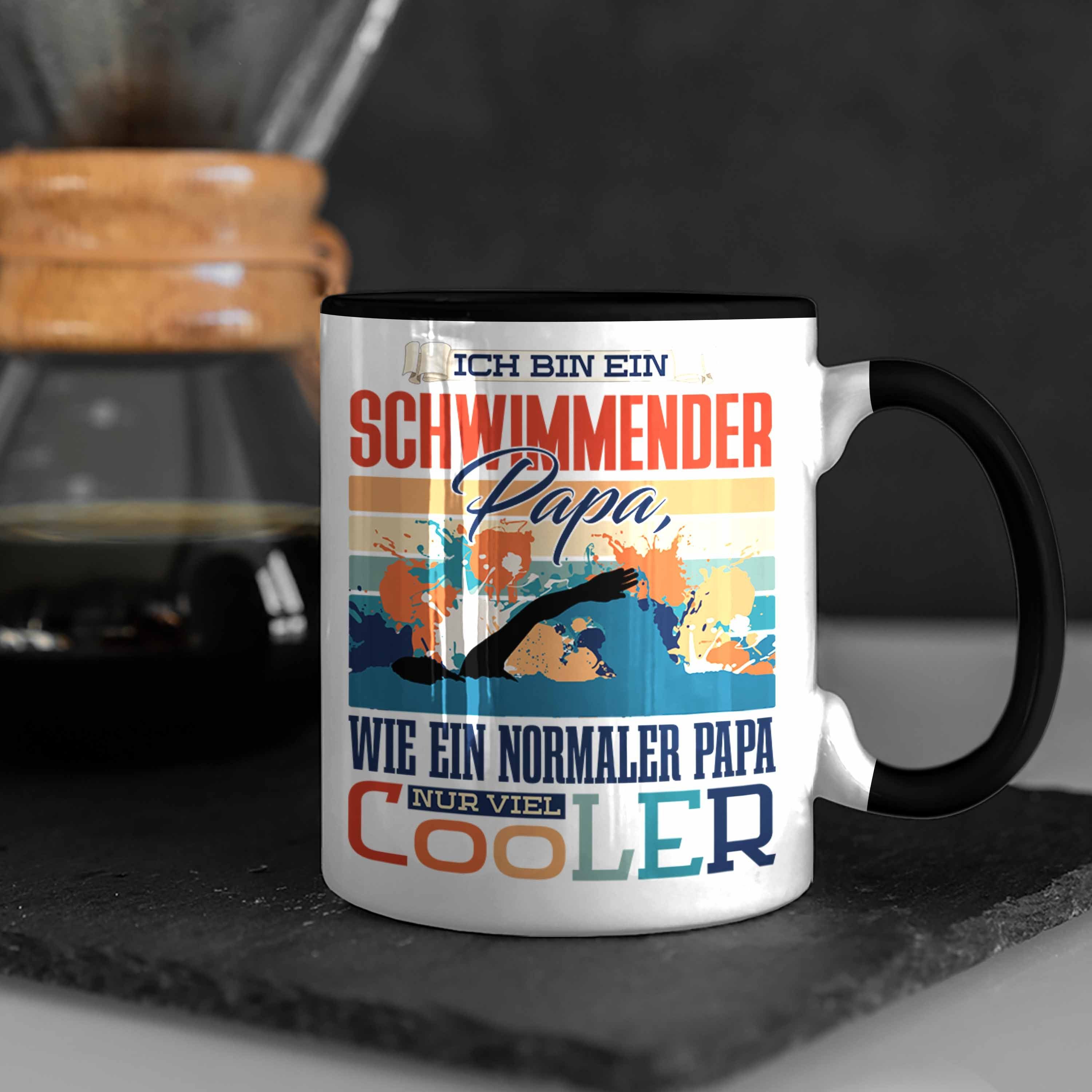 Trendation Schwarz Schwimmen Papa Tasse Geschenkidee zum Tasse - Vate Trendation Vater Geschenk