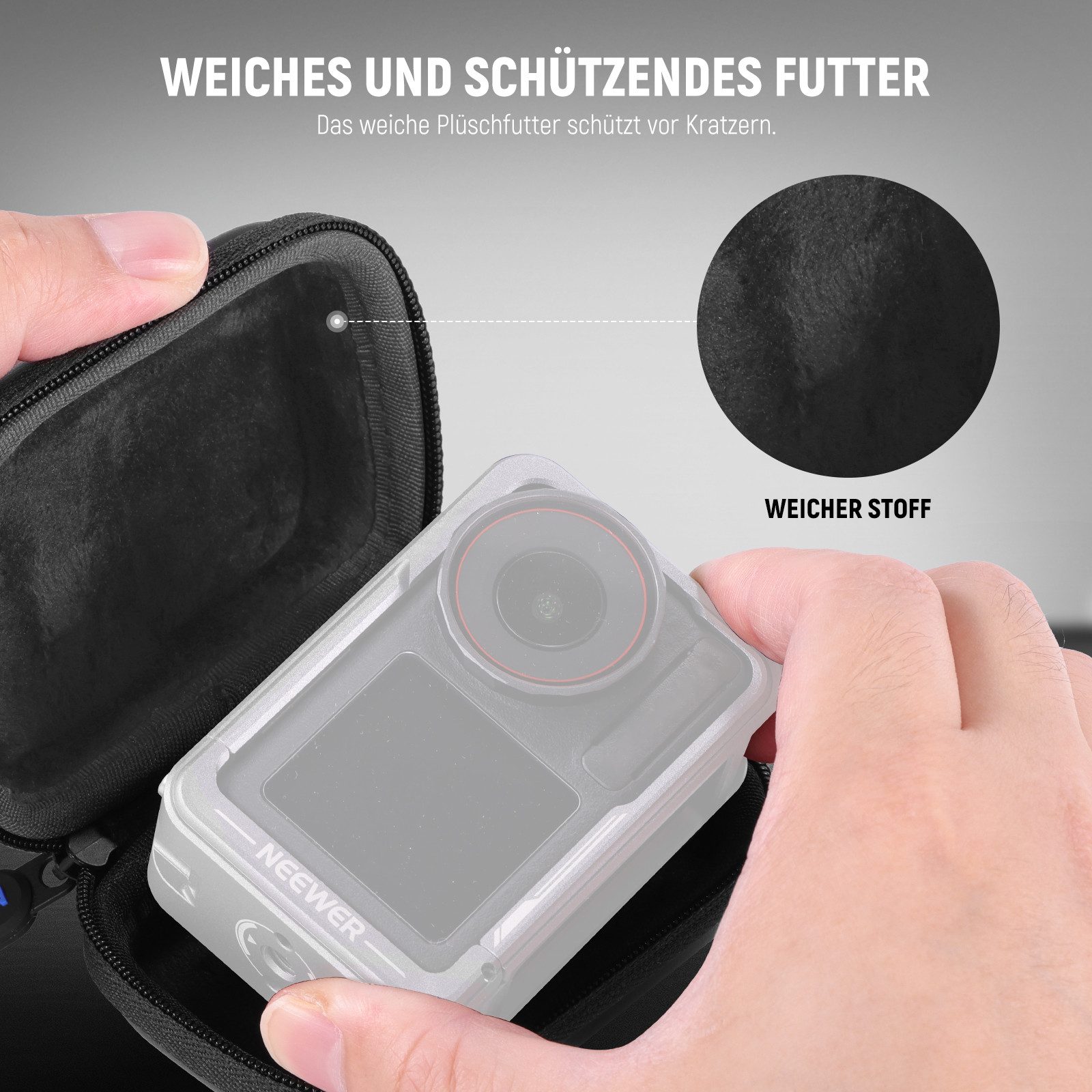Neewer Kameratasche Kameratasche Case kompatibel mit DJI OSMO Action 5 Pro 4 3 (Packung), kleine Reise Aufbewahrungstasche Hülle mit Karabiner – Bild 4 von 5