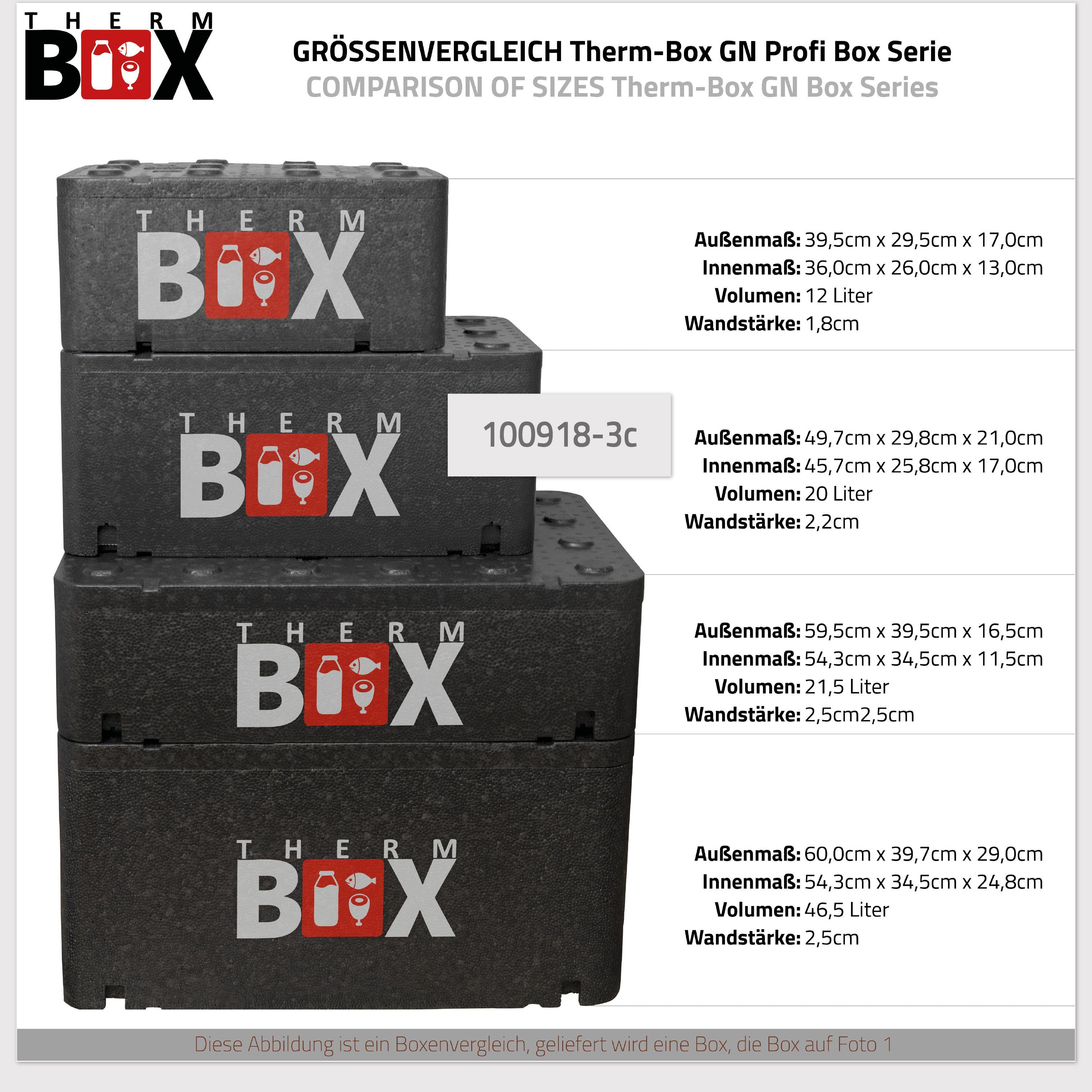 Kühlakku Kühlkissen), mit Thermobehälter Thermbox für Styropor-Piocelan, 3 45,7x25,8x17cm THERM-BOX mit (0-tlg., Kühlkissen, Innen: 20BL Profibox 20L Transportbox Kühlbox