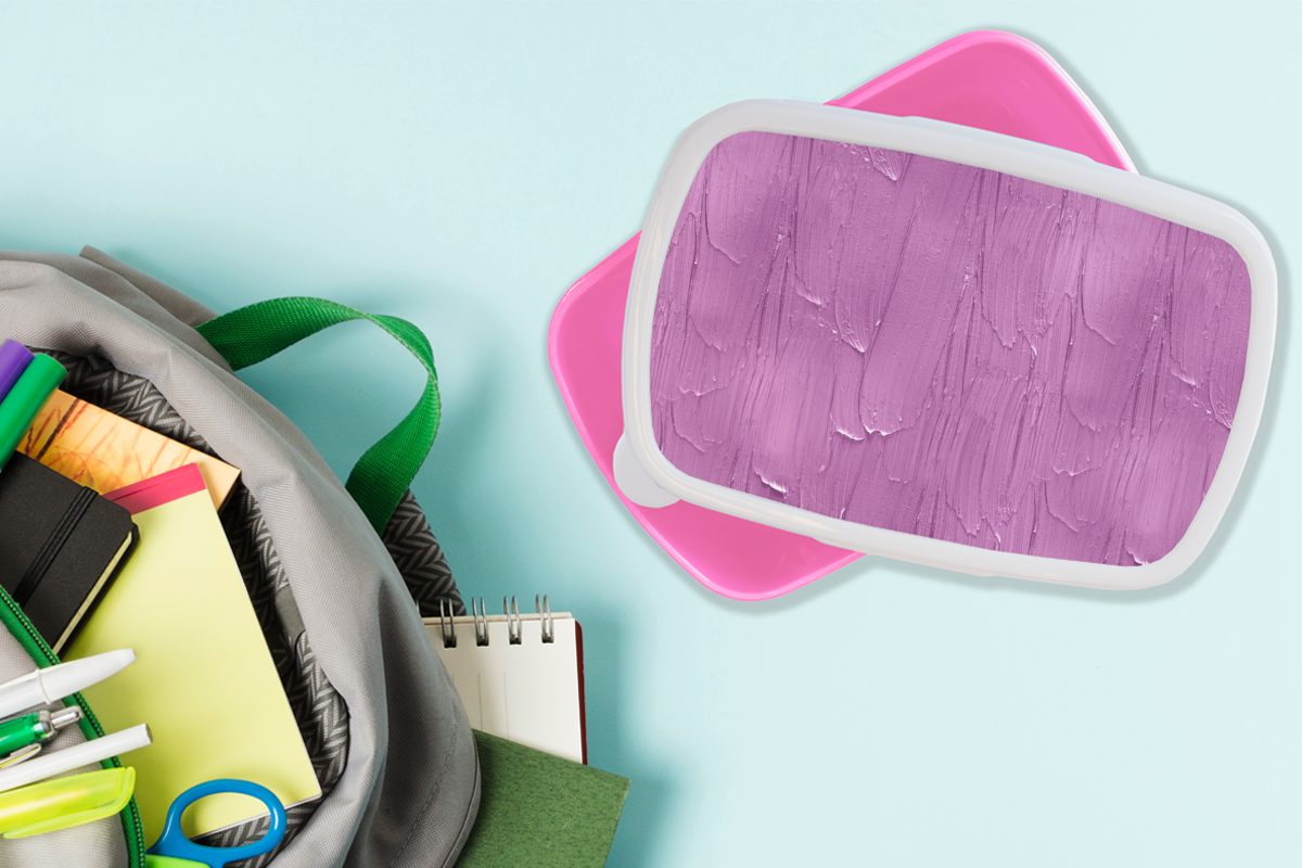 Muster - Kinder, Lunchbox (2-tlg), Mädchen, Erwachsene, rosa für Snackbox, Farbe Brotdose Lila, Kunststoff, Kunststoff - Brotbox MuchoWow
