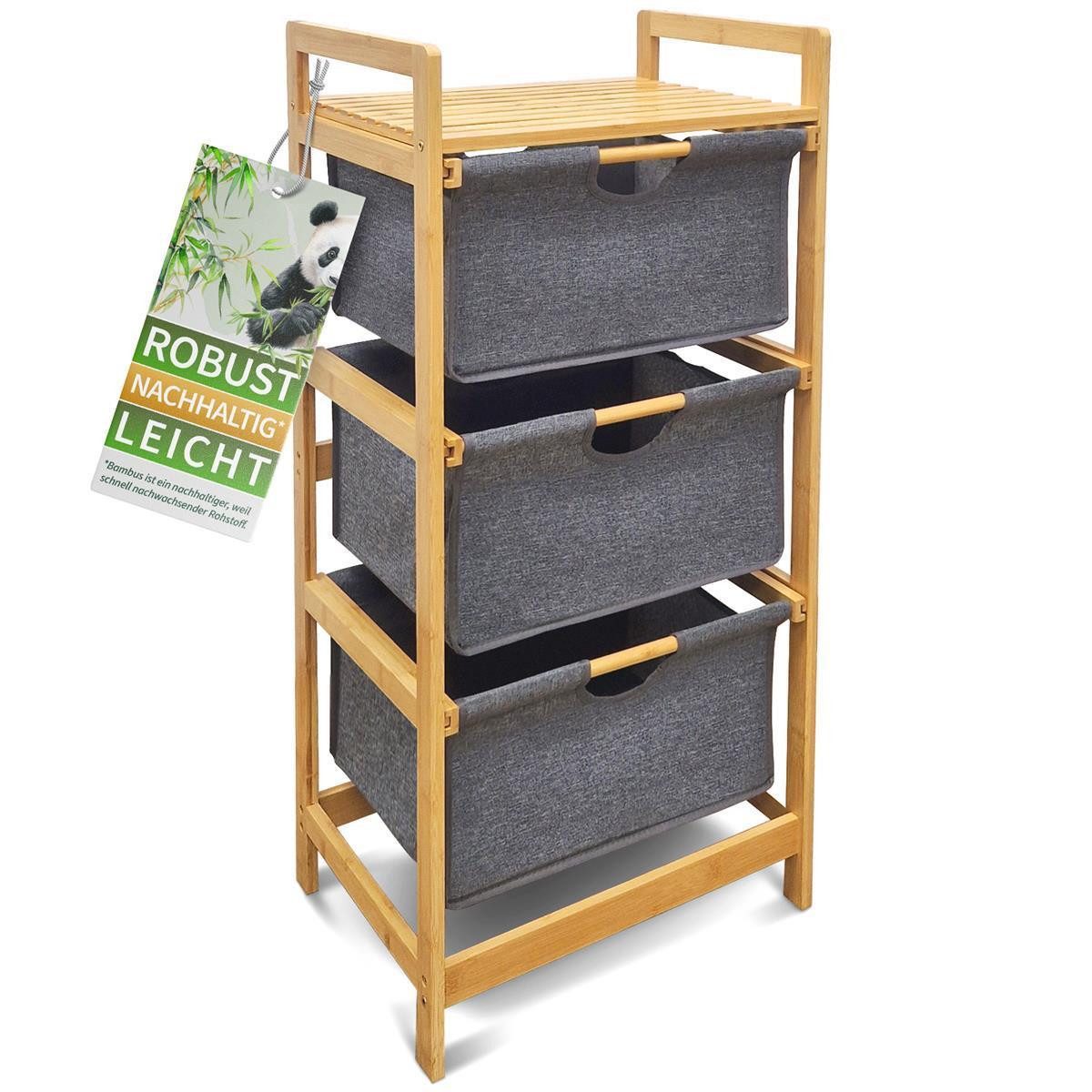 HEIMWERT Wäschekorb Wäschekorb Regal 3 Fächer Wäschesortierer Wäschesammler, 44 x 34,5 x 96 cm groß für Badezimmer und Schlafzimmer