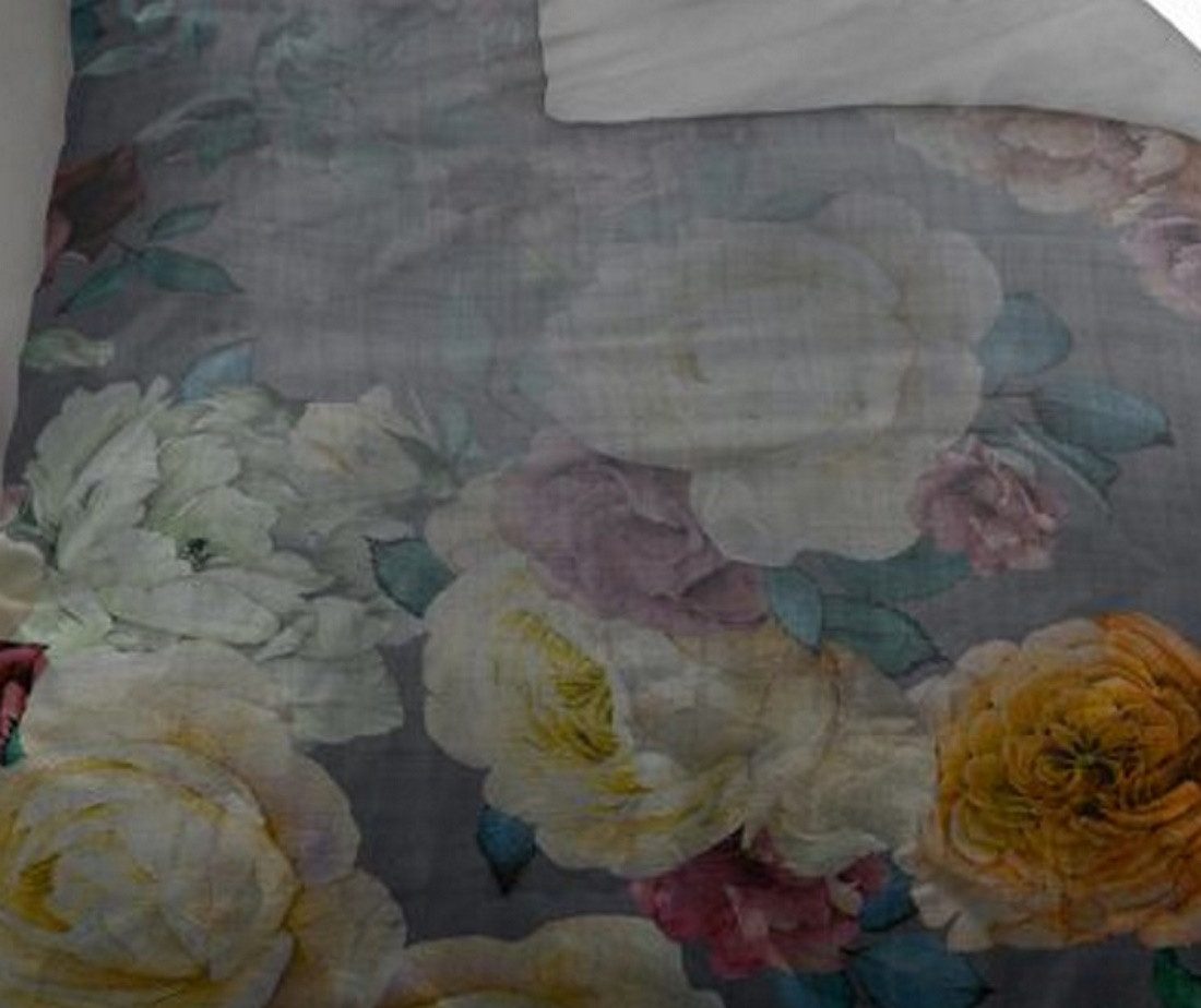 LIVING DREAMS Bettwäsche BaumwollSatin Bettwäsche-Set FLOWER PEAKCOCK, Satin, 2 teilig, Blumen harmonische Farben hautfreundlich
