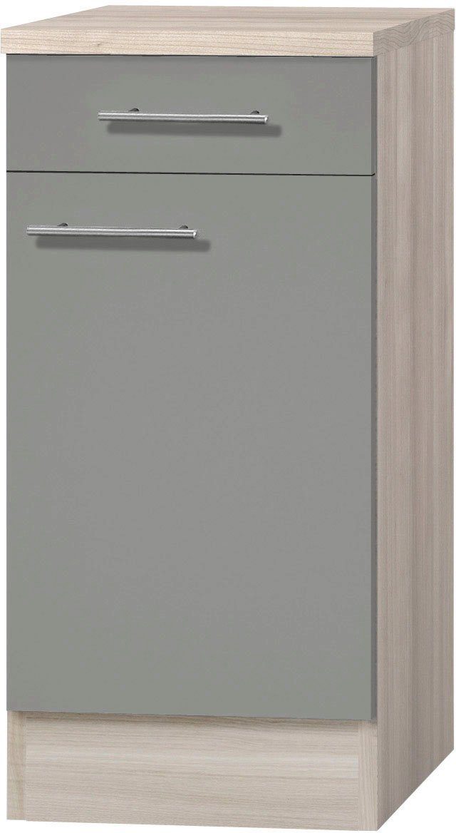 OPTIFIT Unterschrank Tür | höhenverstellbaren Schubkasten, mit mit Füßen basaltgrau/akaziefarben 40 breit, und Bern cm akaziefarben