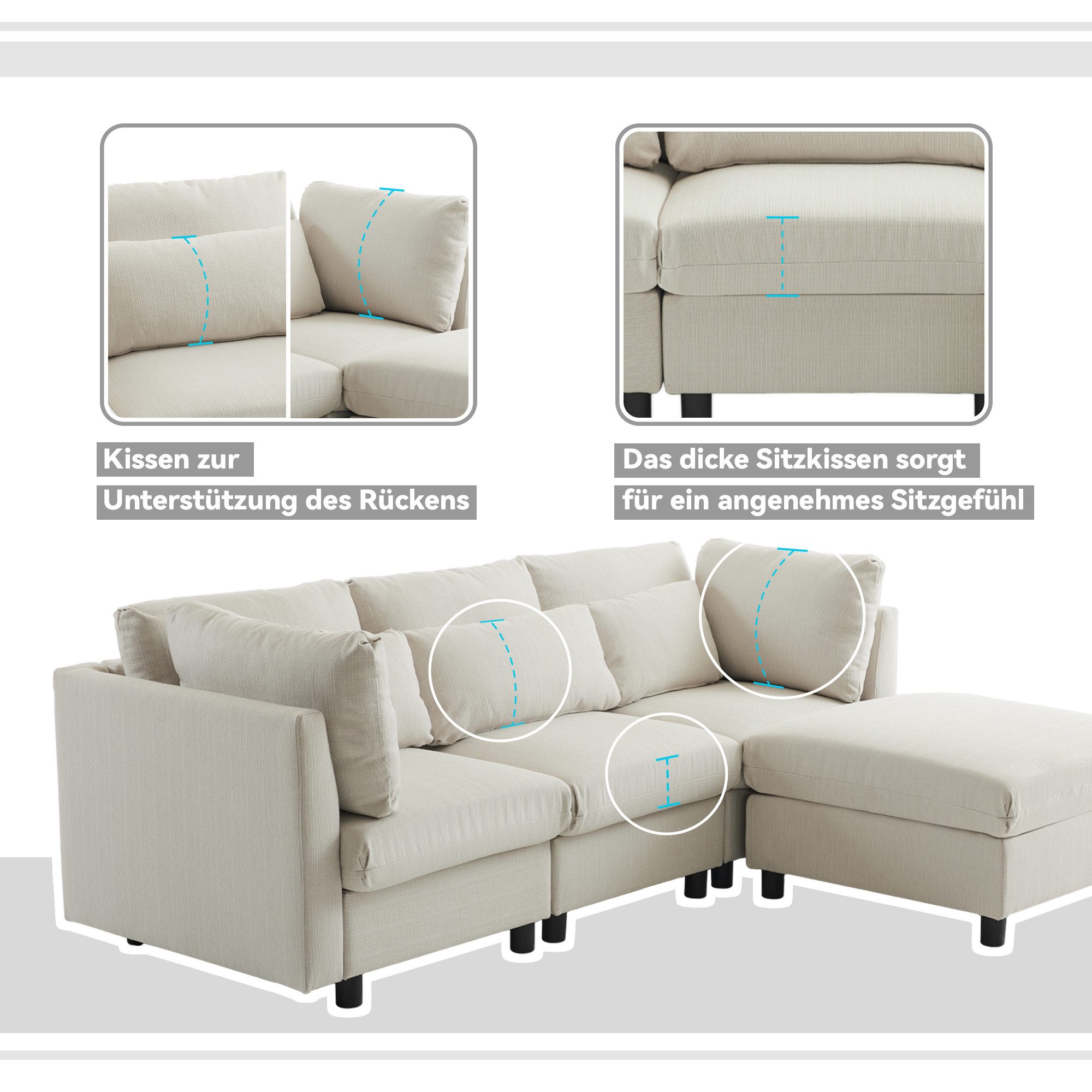 i@home Ecksofa Modernes Ecksofa mit Hocker, günstig online kaufen