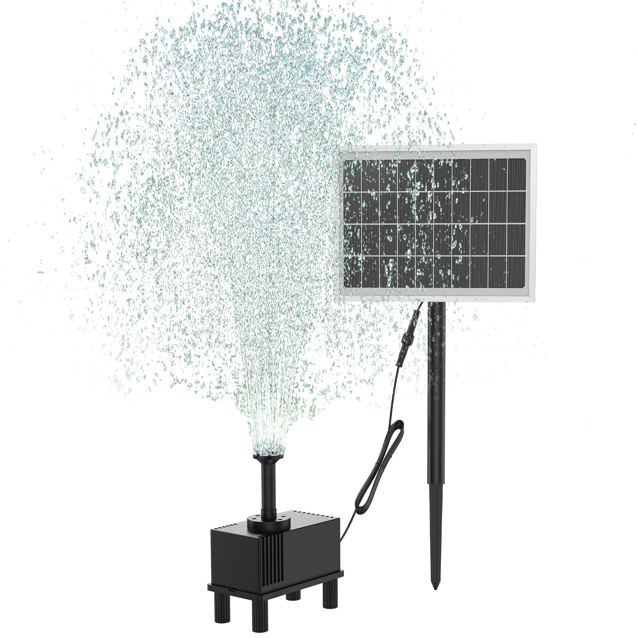 FIVMEN Solarpumpe Solar Teichpumpe Wasserpumpe Springbrunnen Teichfontäne 2W/5W, 220l/h, Umweltfreundliche Solarpumpe für Teich Balkon Gartenteich Wasserfall