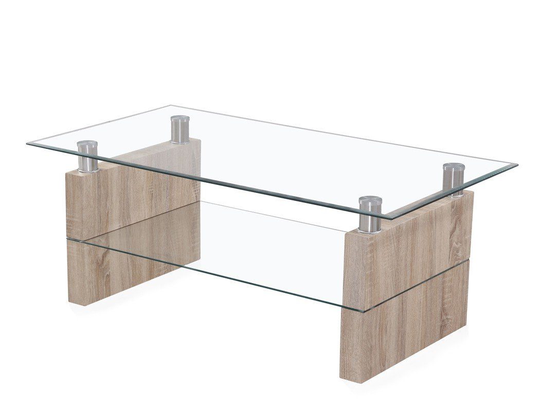 expendio Couchtisch Leon, Glastisch in Eiche sonoma 110x43x60 cm