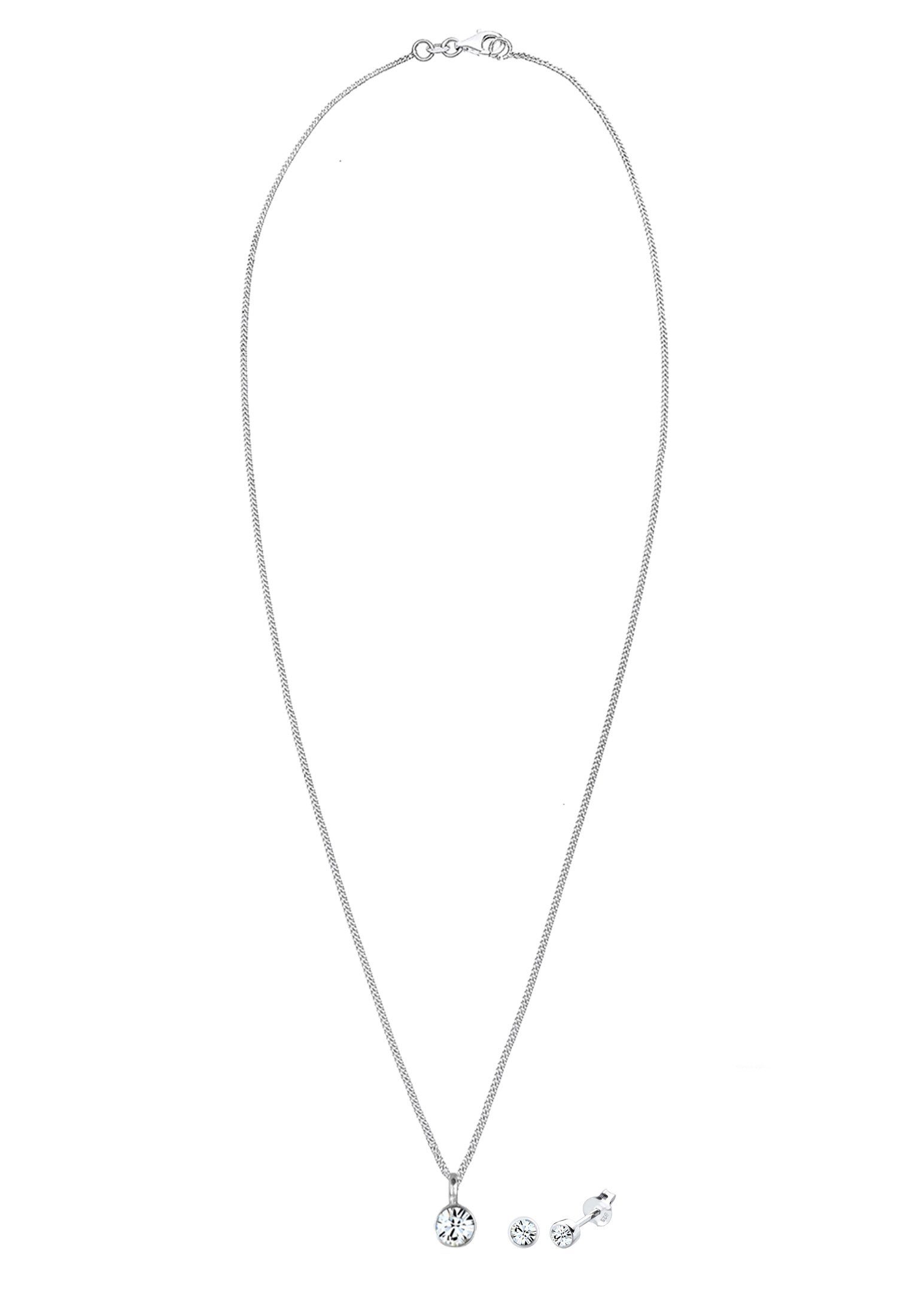 Elli Schmuckset Kette Stecker Weiß 925 Sterling Silber, mit Kristallen von Swarovski®