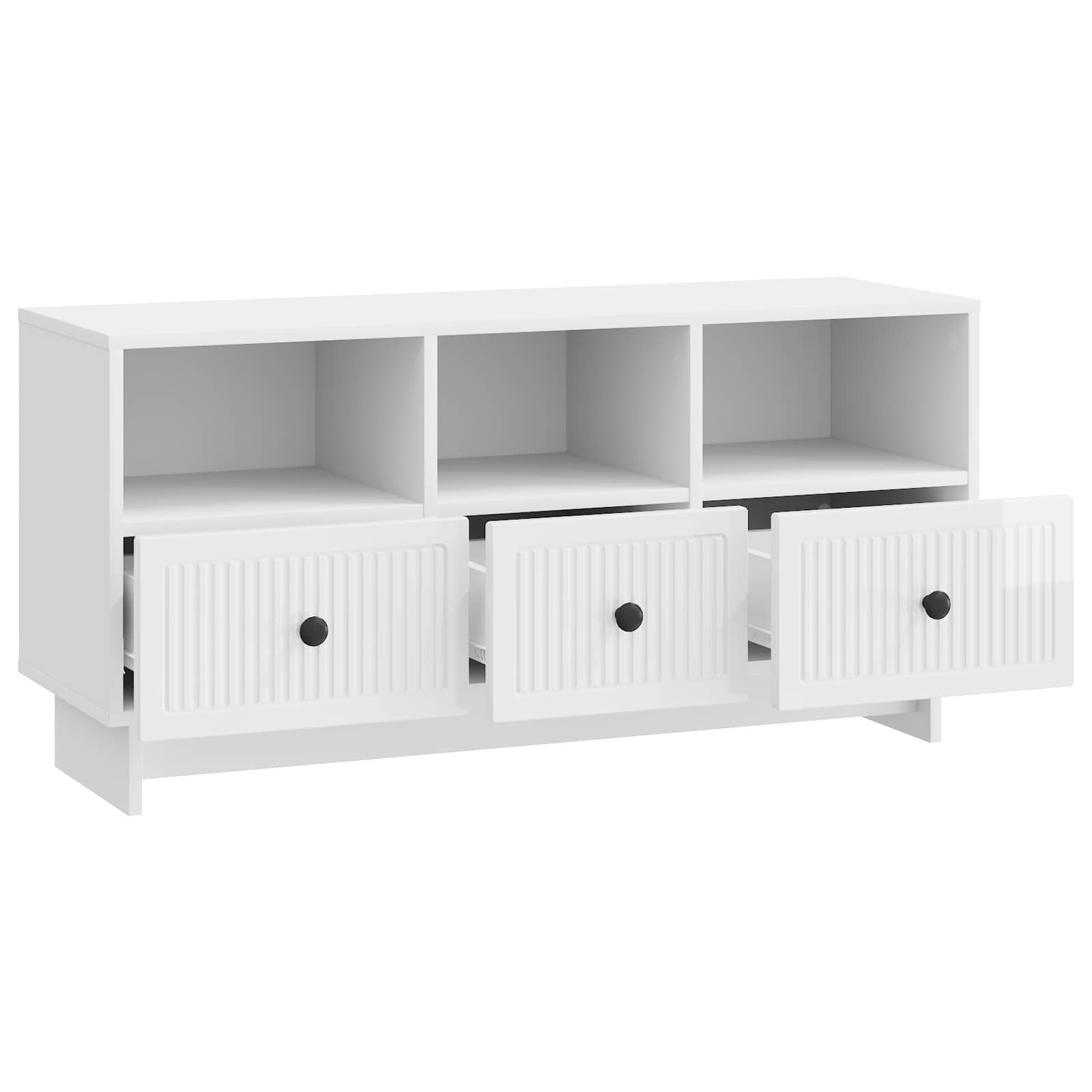 vidaXL TV-Schrank 102 x 34,5 x 50 cm TV-Schränk Hochglanz Weiß 102x34,5x50 cm Holzwerkst