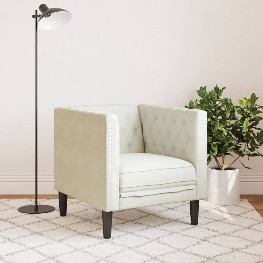 vidaXL Sofa Chesterfield-Sessel Creme Samt günstig online kaufen
