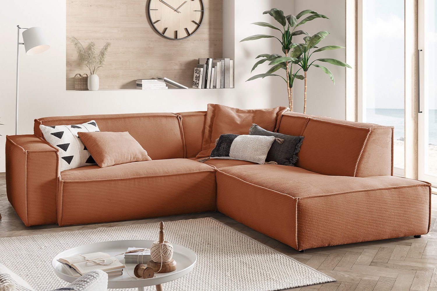 Sofa links, od. rechts SAMU, Farben Ecksofa Recamiere rost Cord, KAWOLA versch.