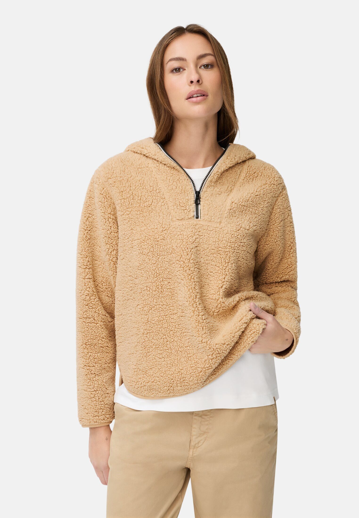 camel active Hoodie aus Teddyfleece Langarm Kapuze