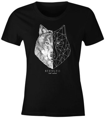 Neverless Print-Shirt Damen T-Shirt Wolf Polygon Kunst Grafik Tiermotiv Fashion Streetstyle Neverless® mit Print