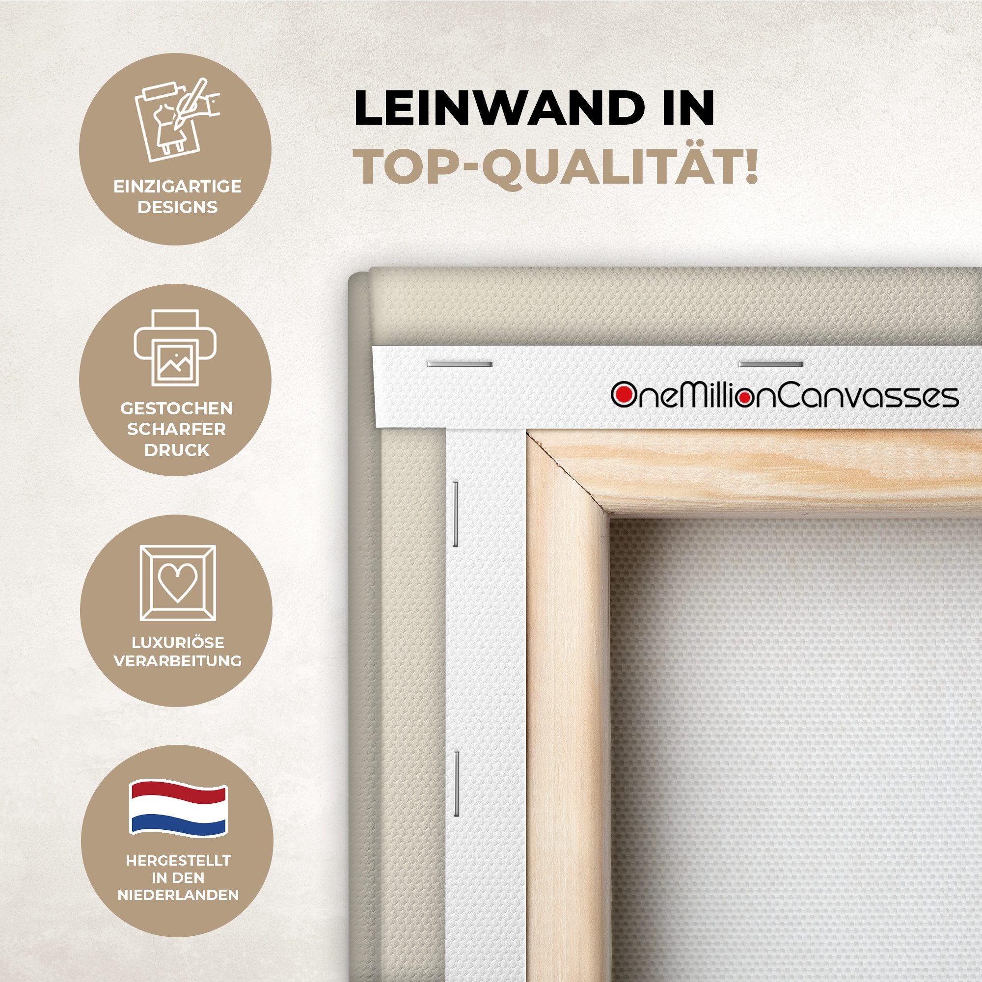 OneMillionCanvasses® Leinwandbild Panorama Kreis - Zusammensetzung - Tiefe - Beige, Fotodruck (1 St), Wandbild, Deko Schlafzimmer Wohnzimmer Flur 60x20 cm