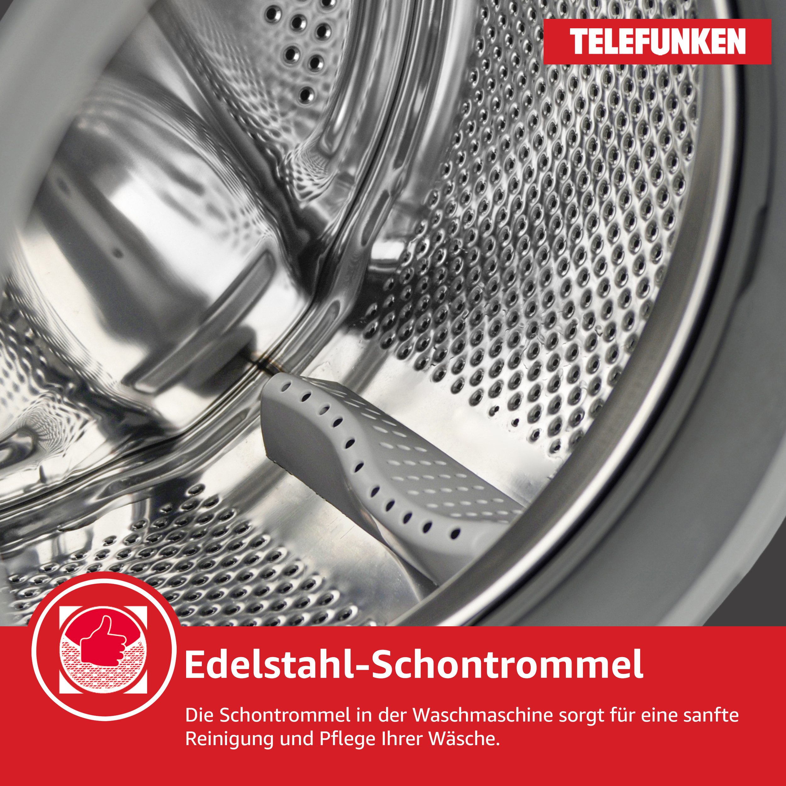 Telefunken Waschmaschine W-8-1400-A-DI, 8 kg, 1400 U/min, Frontlader, AquaStop, Inverter Motor, Schontrommel, Leise & Effizient – Bild 5 von 5