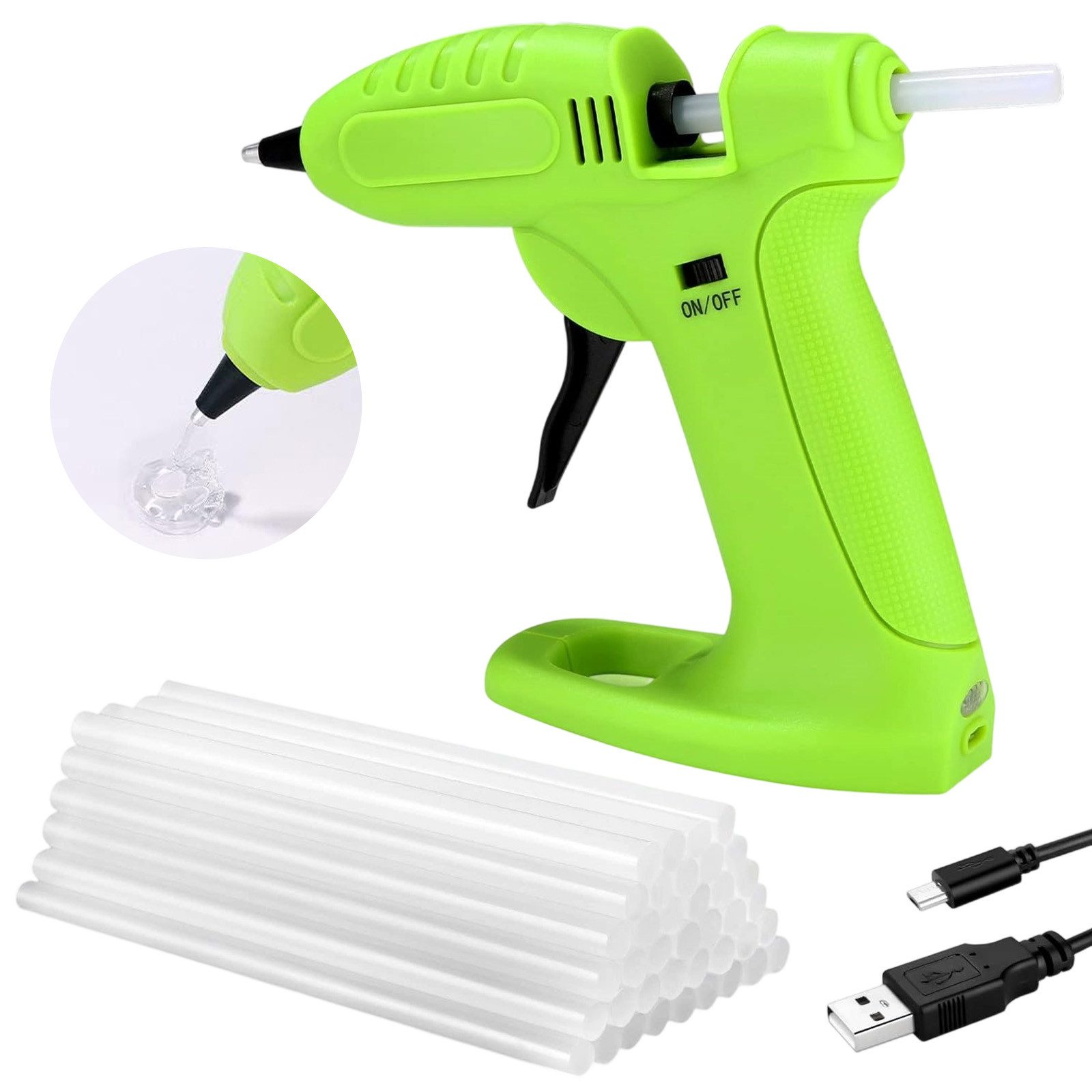 OKWISH Heißklebepistole Akku Klebepistole Heißkleber Pistole Mini Klebepistolen, (mit 30 Transparente Klebesticks 7x150mm, 31 St., Schnell Aufheizend 2000mAh USB Wiederaufladbar), für Basteln Reparatur Holz Kunststoff Glas Stoff DIY