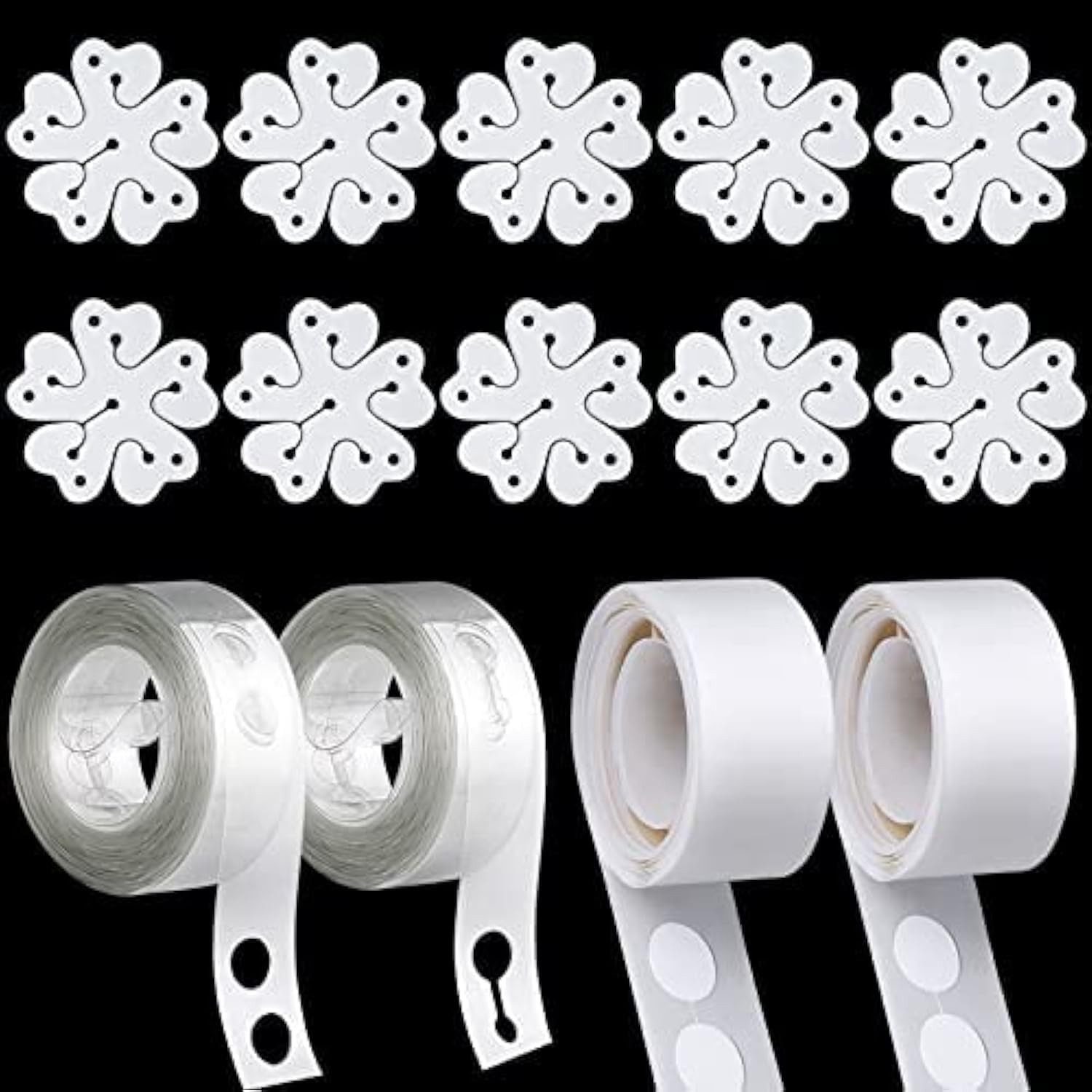 FOUORTUNATE-BEE Verlegeband Ballon Girlanden Set 2 Rollen Klebepunkte Clips für Party Hochzeit Ballon Girlande Streifen Set mit Clips Klebepunkten für Geburtstage