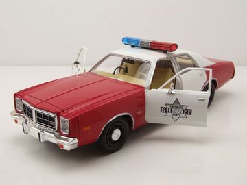 GREENLIGHT collectibles Modellauto Dodge Monaco 1977 rot weiß Finchburg County Sheriff Modellauto 1:24, Maßstab 1:24