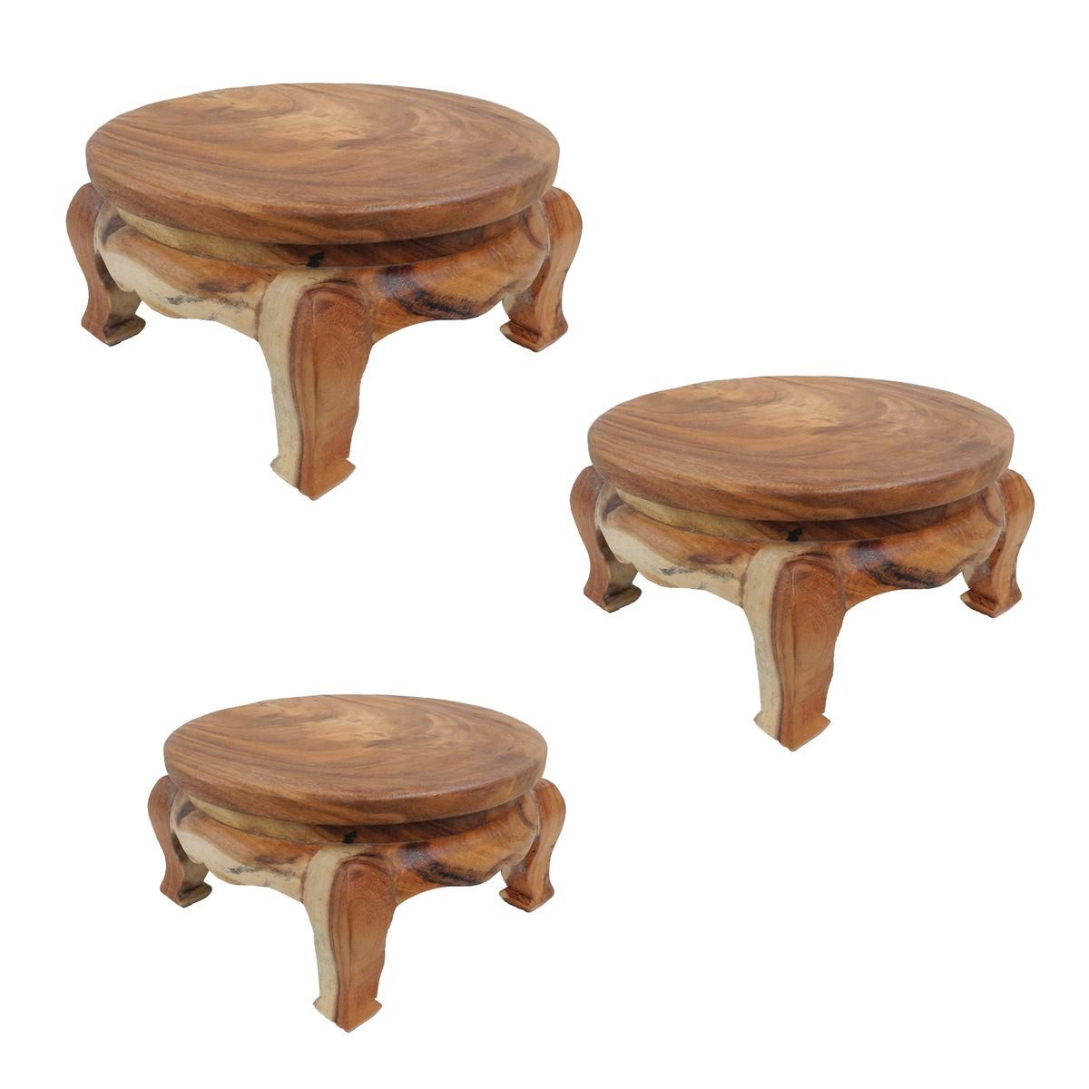 Oriental Galerie Beistelltisch Opiumtisch Tisch Beistelltisch Massiv Rund Natur 40 cm
