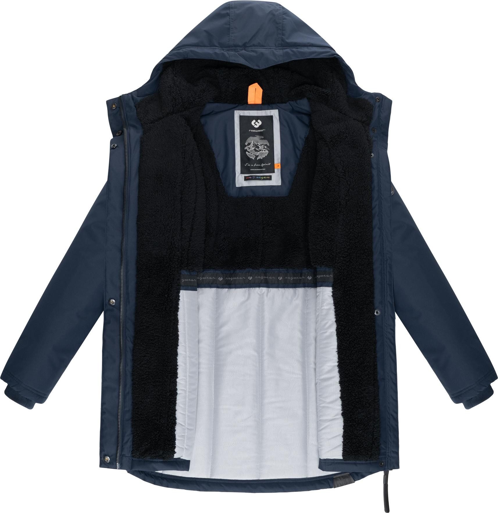 Ragwear Wintermantel Elsien wasserdichter Winterparka mit Teddyfell-Futter