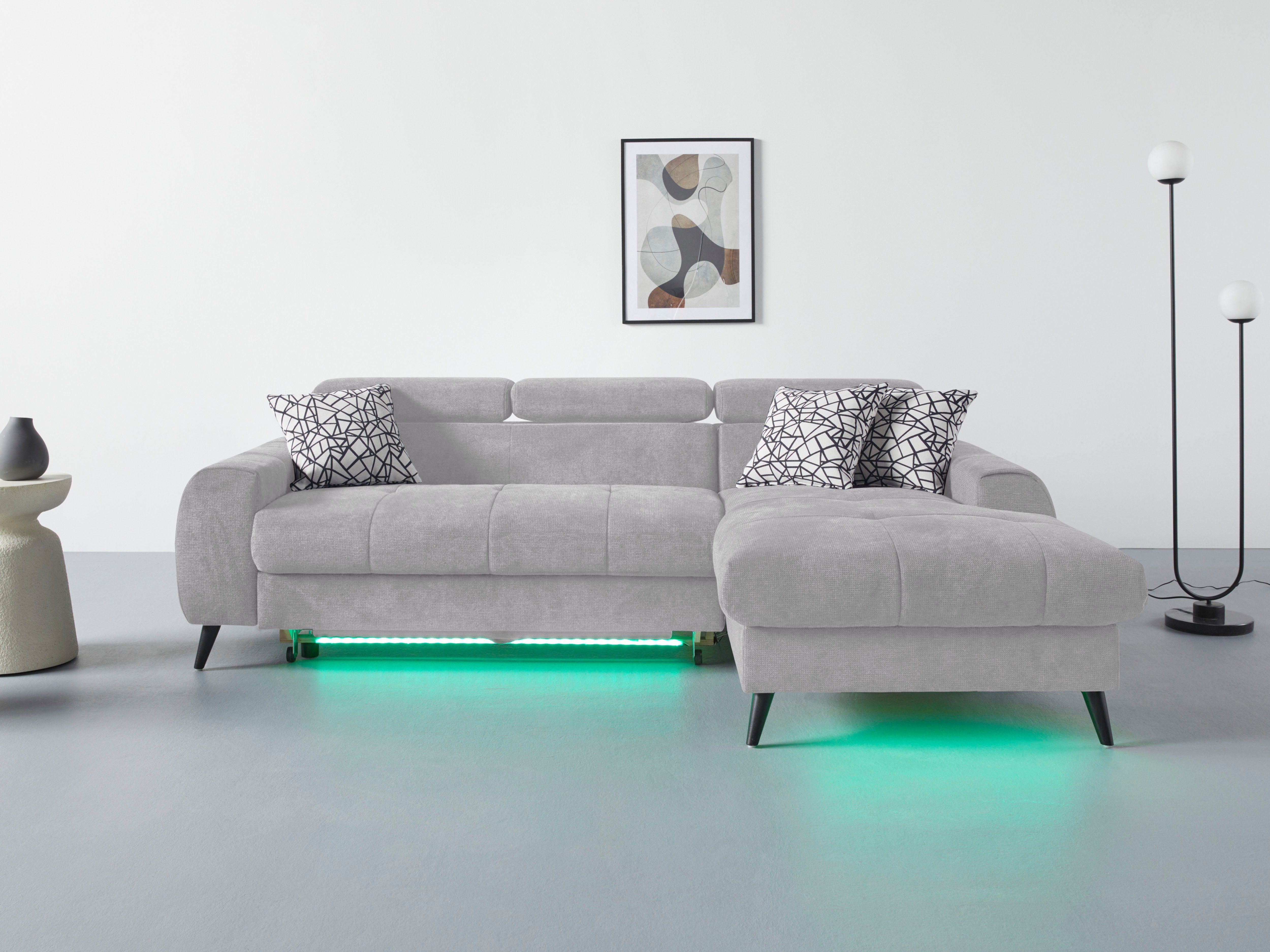 COTTA Ecksofa "Mia L-Form mit 3 Zierkissen", wahlweise mit Bettfunktion, Be günstig online kaufen