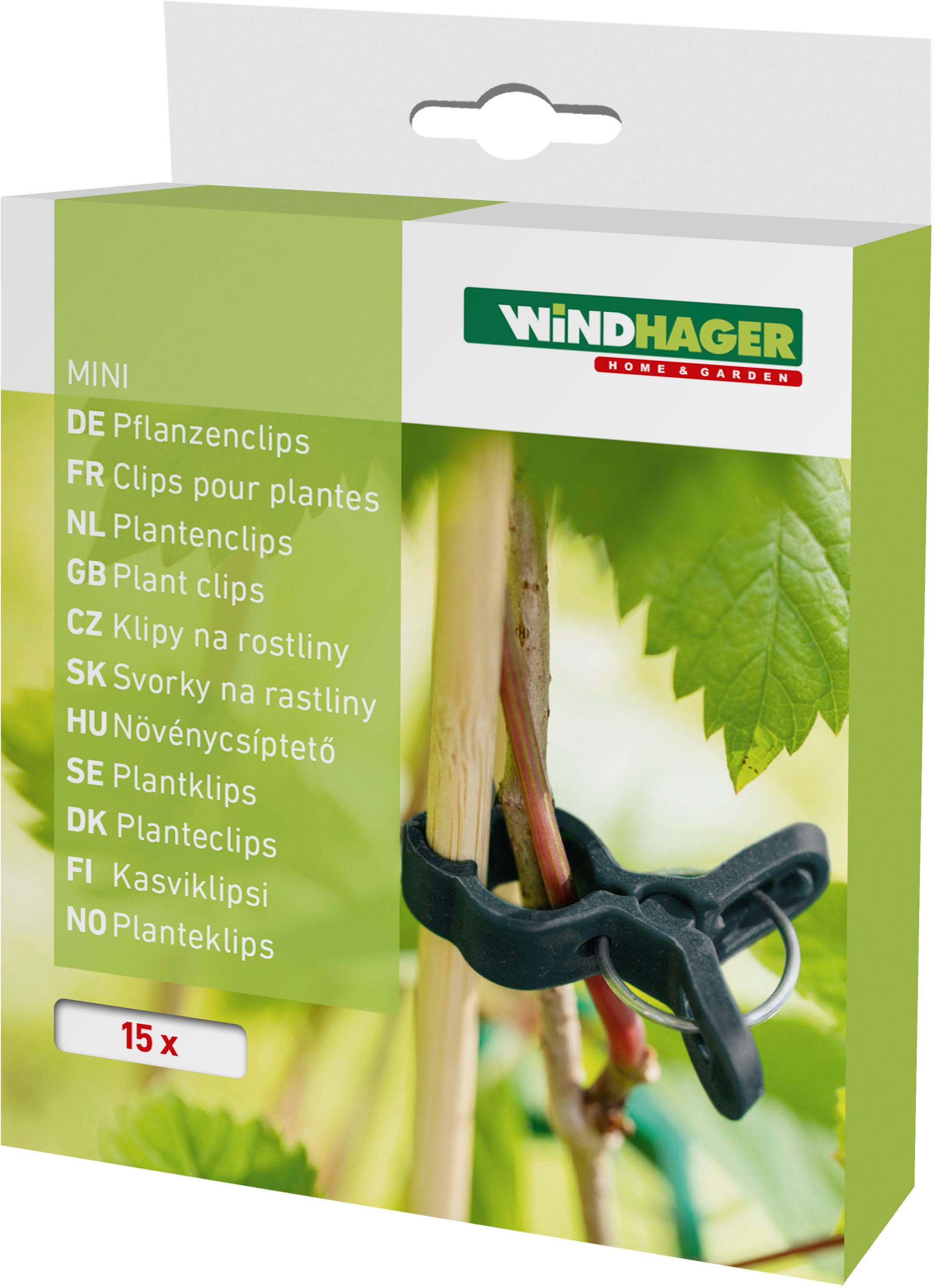 Windhager Rankhilfe Pflanzenclips Mini zum befestigen von Ästen, Pflanzklammern 15 Stk. Packung, 15 St., Pflanzenhalter, grün