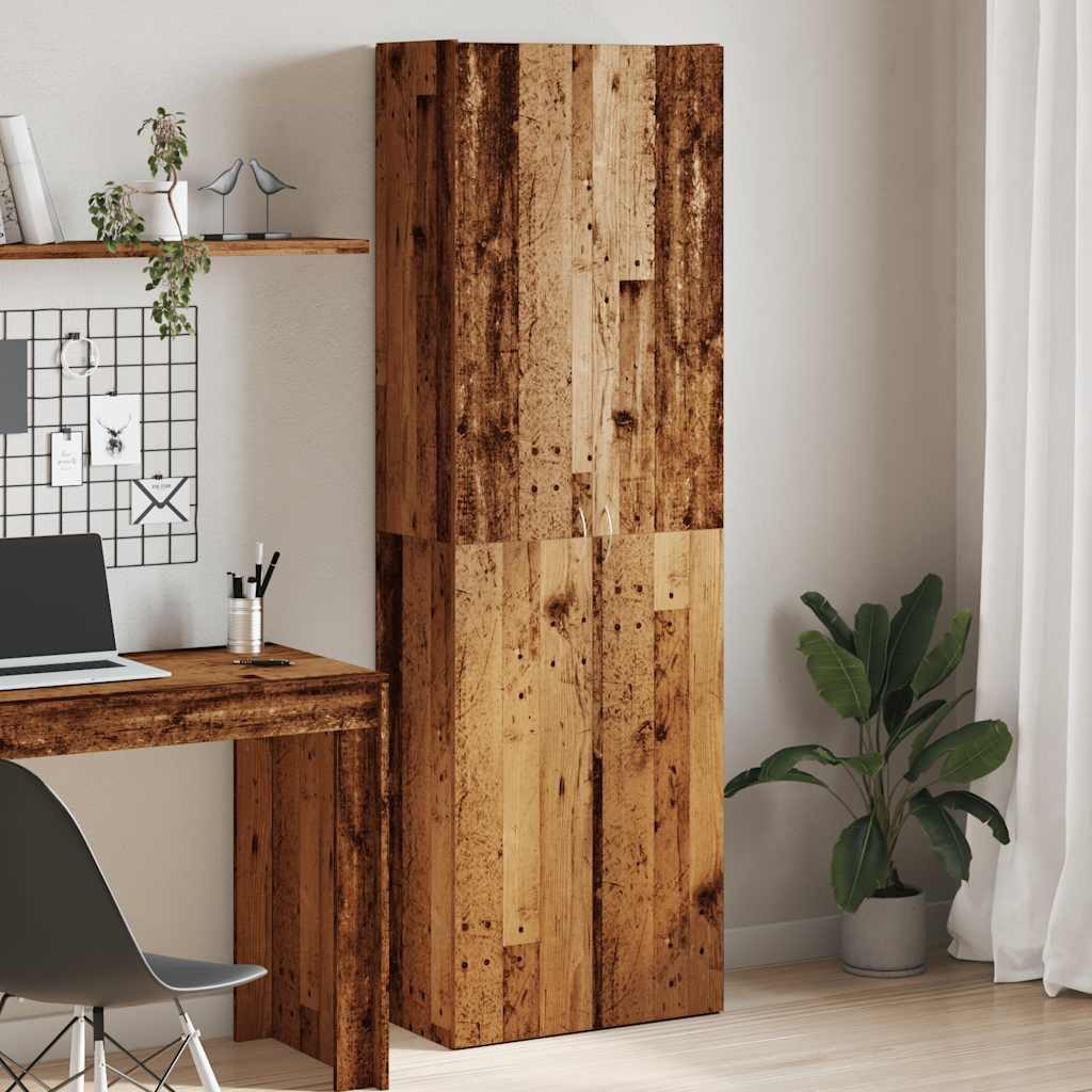 vidaXL Aktenschrank Highboard Altholz-Optik 60x32x190 cm Holzwerkstoff (1-St)