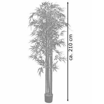 Kunstbambus Bambus Kunstbaum Kunstpflanze Künstliche Pflanze mit Echtholz 210 cm, Decovego