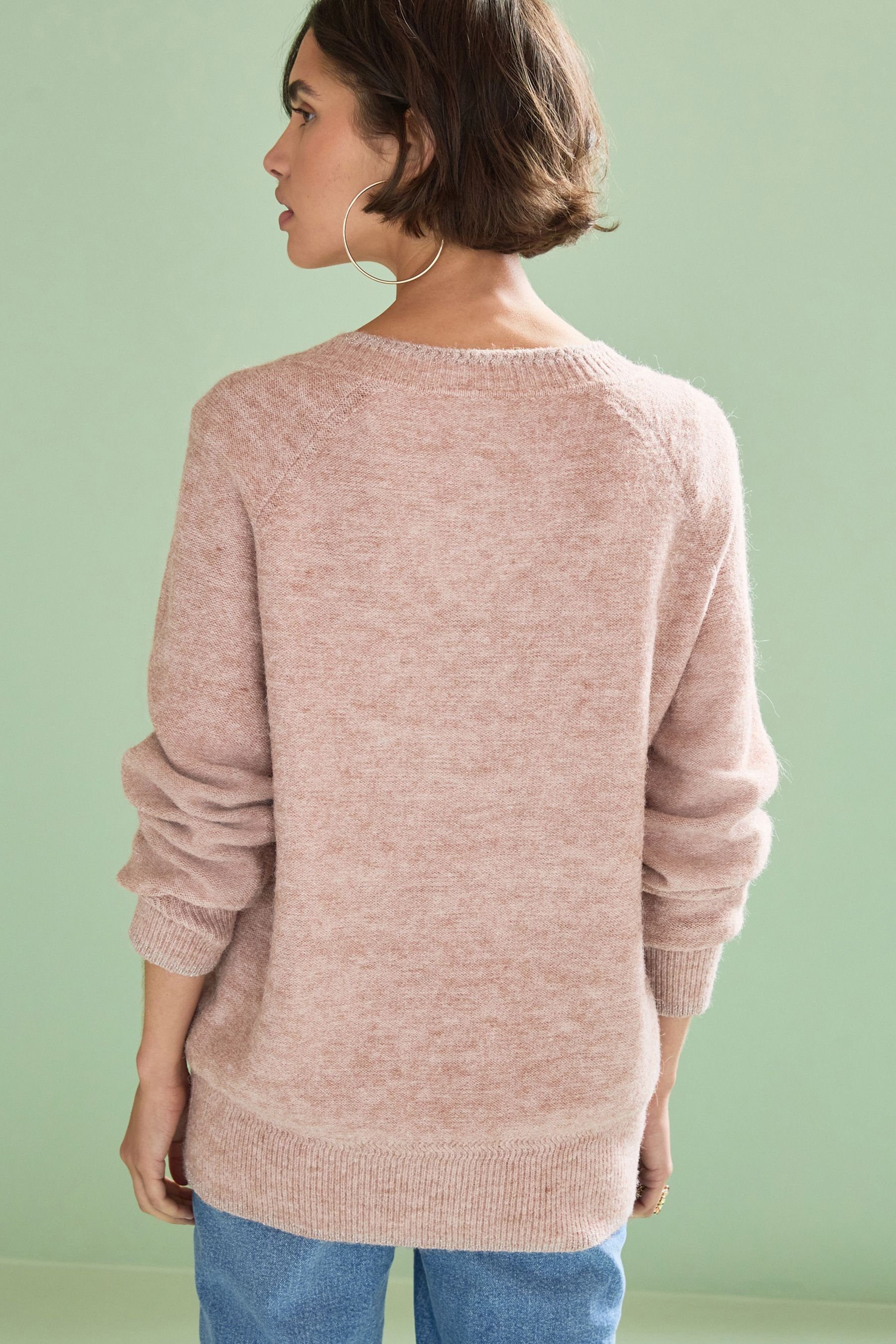 (1-tlg) V-Ausschnitt-Pullover Pink Blush V-Ausschnitt-Pullover Herz-Verzierung Next