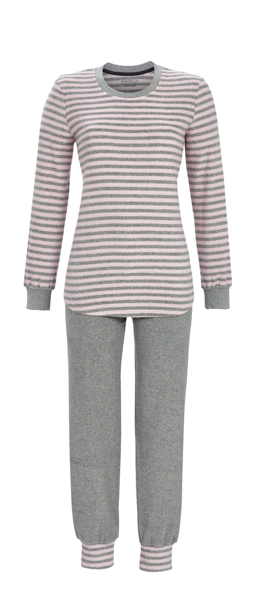 Ringella Pyjama aus Stretchfrottee mit geringeltem Oberteil und Bündchen günstig online kaufen