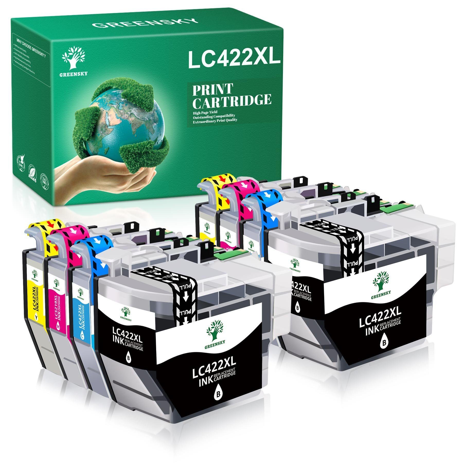 Greensky 8er-pack ersetzt Brother LC422 LC 422XL Multipack Druckerpatrone Tintenpatrone (Brother MFC-J 5340 DW MFC-J 5340 DWE Ecopro MFC-J 5345 DW MFC-J 5740 DW, MFC-J 6540 DWE MEC-J 6590 DW MFC-J 6940 DW MFC-J 6540 DW)