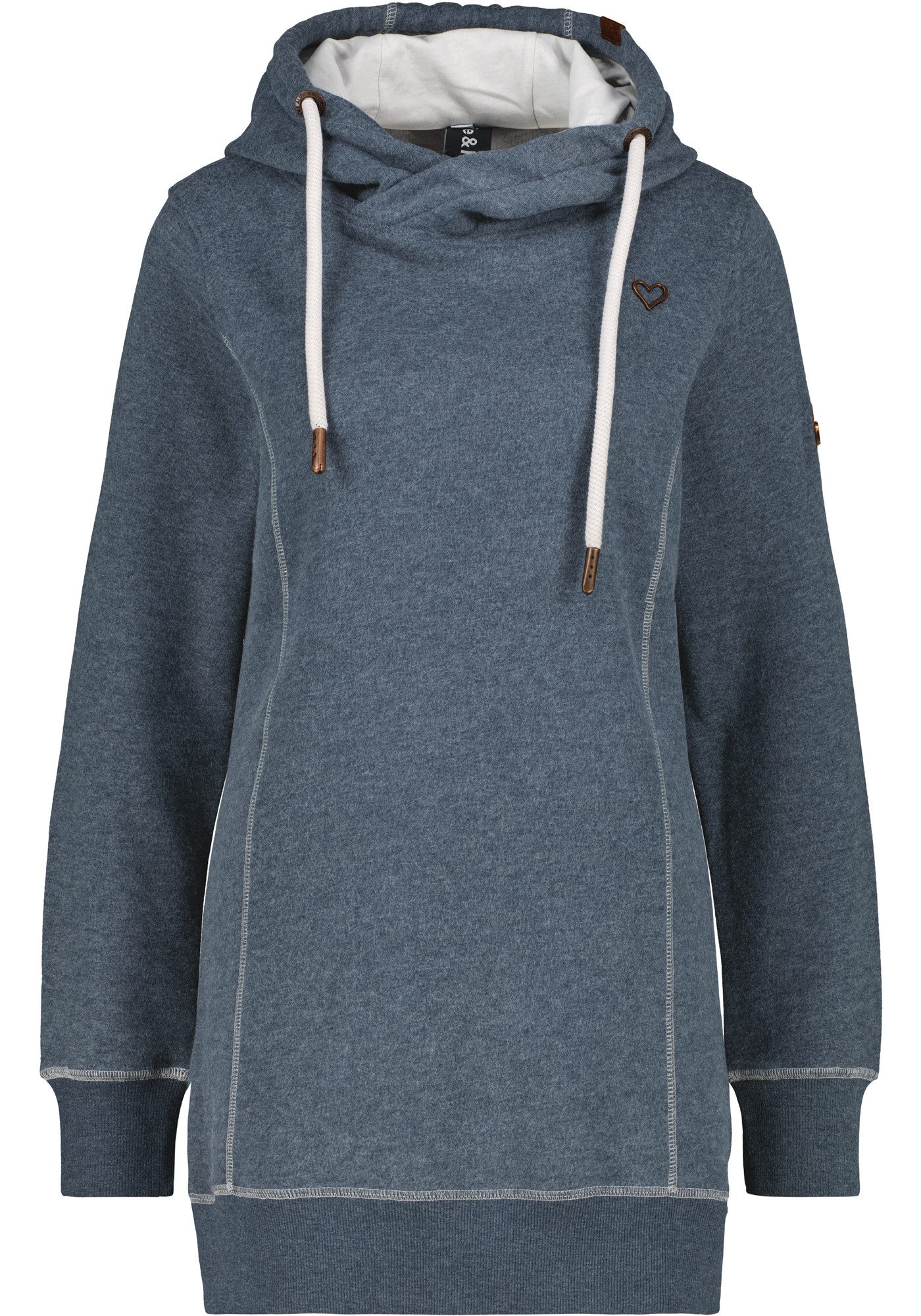 Alife & Kickin Kapuzensweatshirt AlvaAK A schlichtes Kapuzensweatshirt mit Herz-Aufnäher, länger geschnitten – Bild 5 von 5