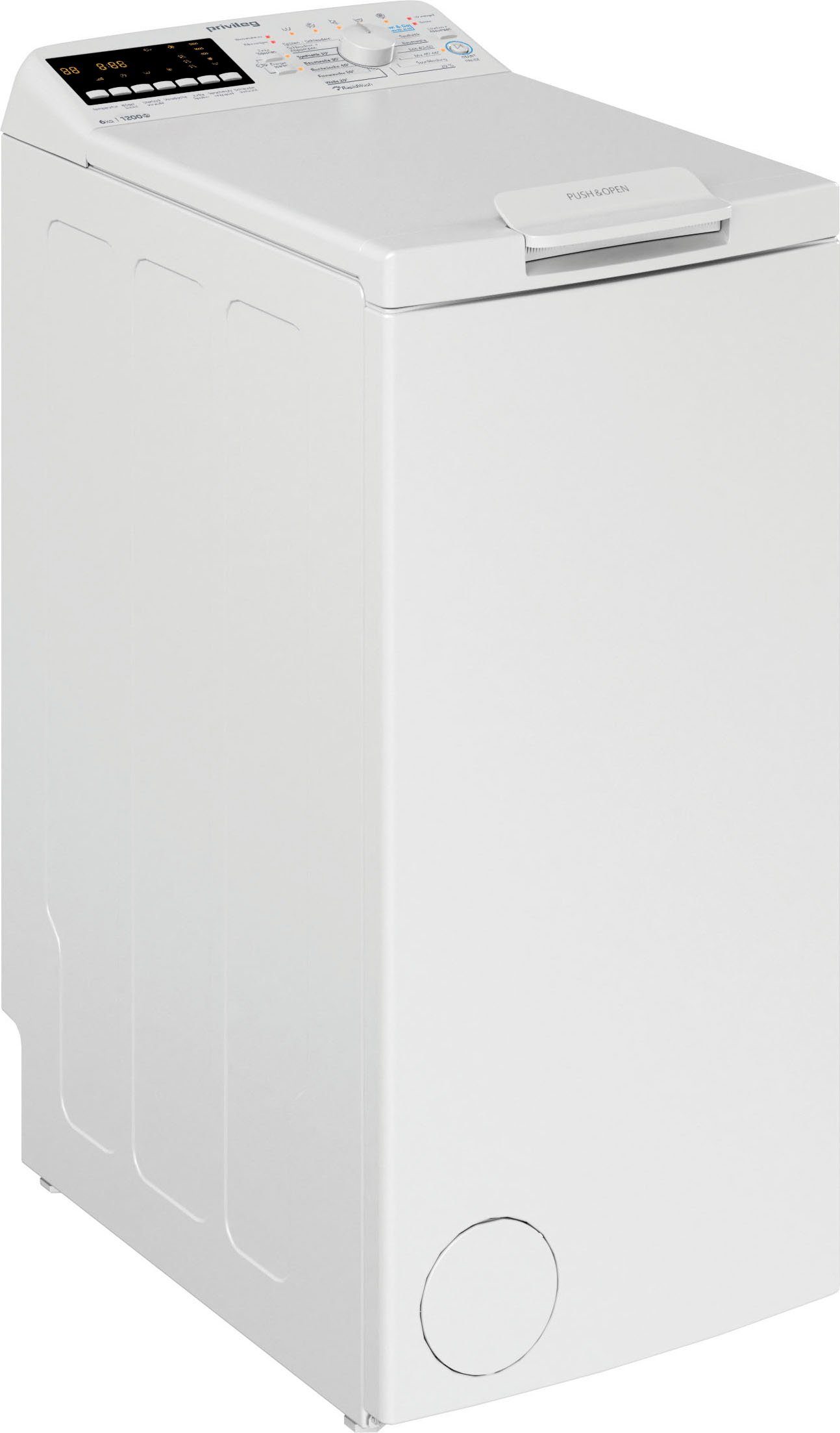 Privileg Waschmaschine Toplader PWT B623S, 6 kg, 1200 U/min, Turn&Go, Rapid Wash, Mix 45 min. bei voller Beladung, SoftOpening