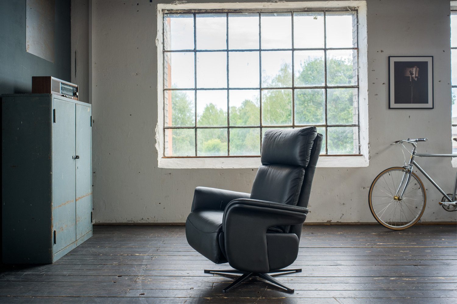 KAWOLA Relaxsessel NAMA Leder schwarz - Bequem & Drehbare Basis - Komfort, günstig online kaufen