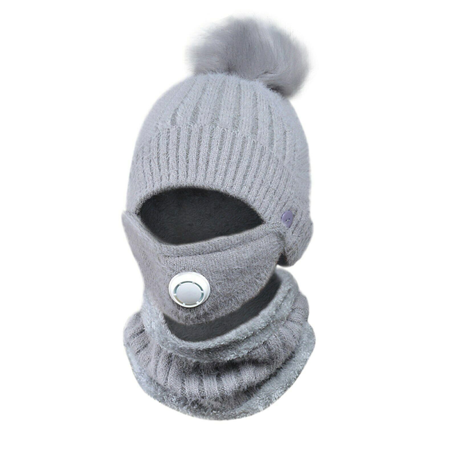 Mit 3-in-1-Strickschal-Mütze-Gesichtsmasken-Set Für Strickmütze Blusmart grau Erwachsene